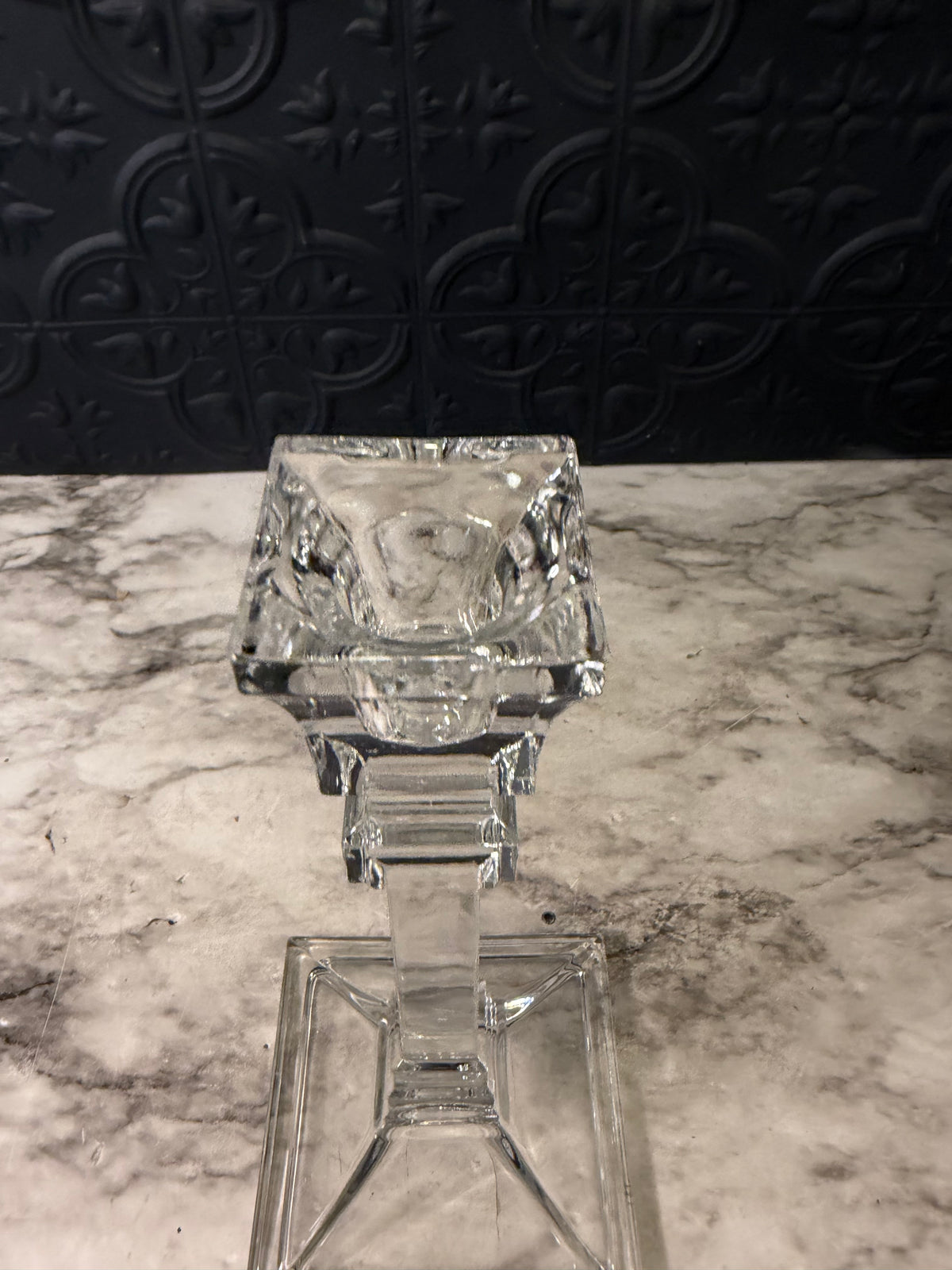 Crystal Square Candle Holder- Minor chip 8"