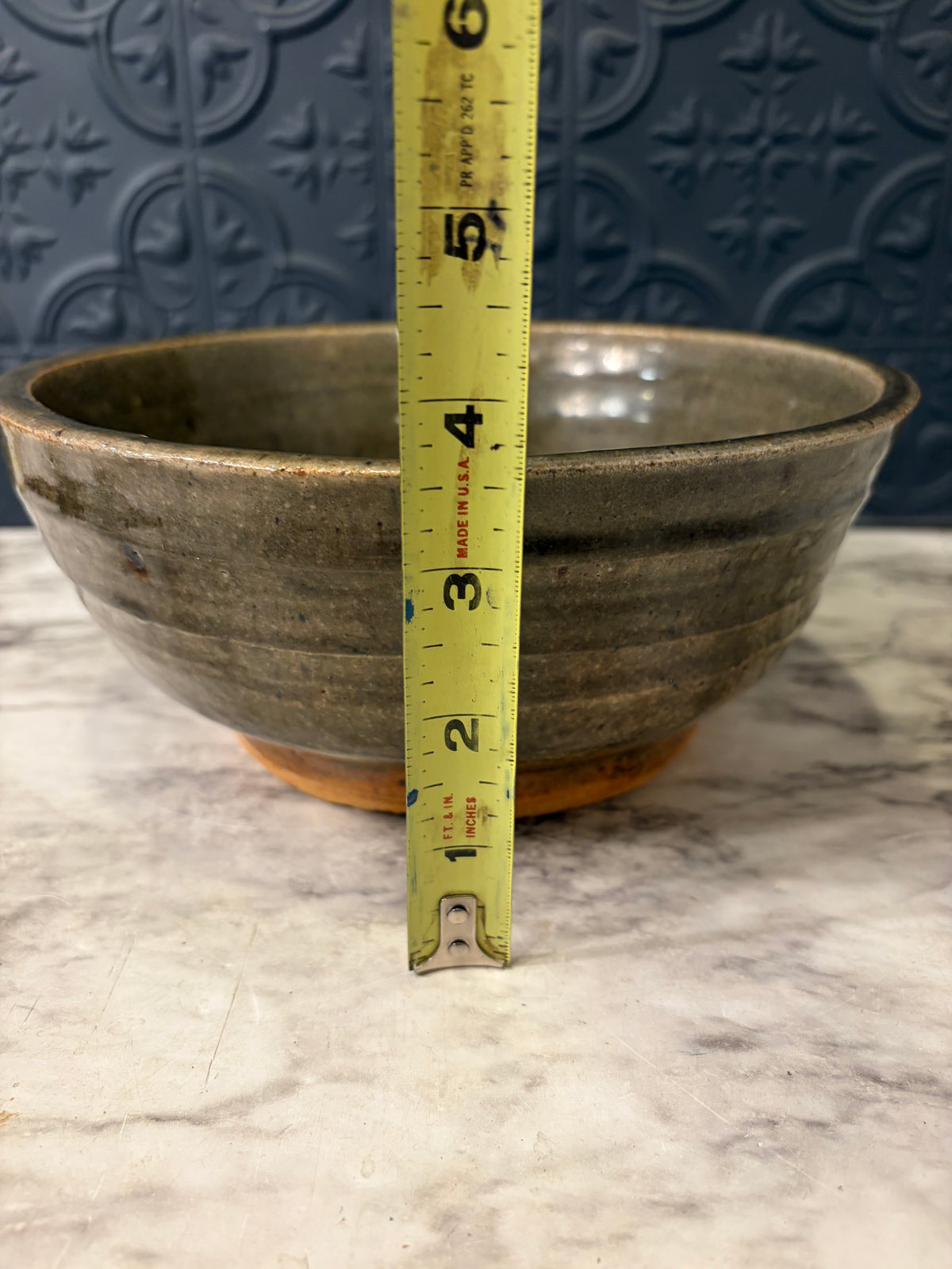 Studio Pottery Bowl 8" Greenish Brown