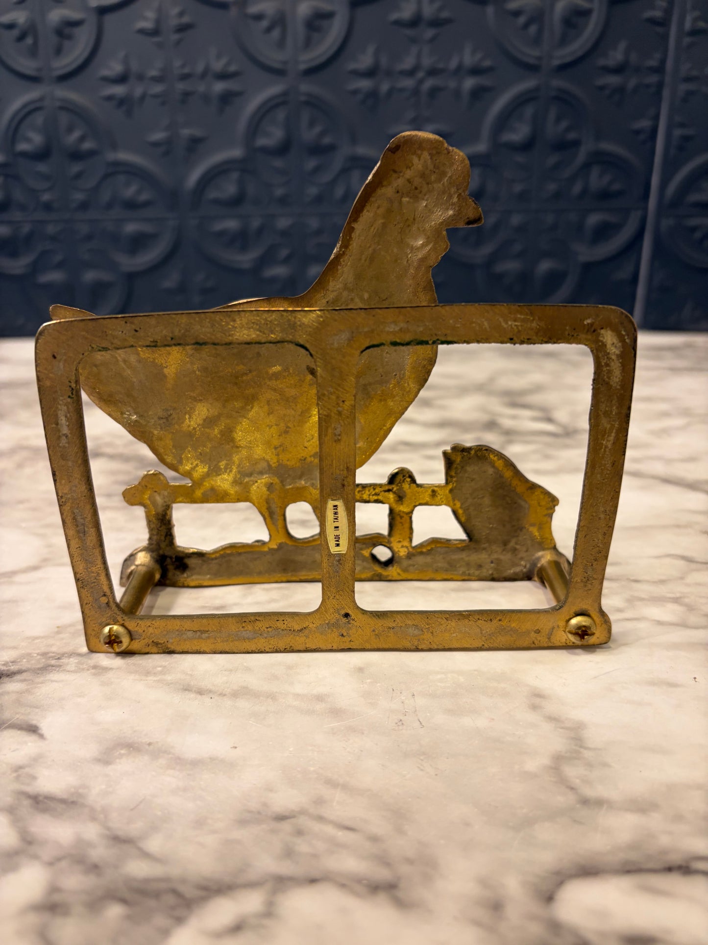 Hen and Chick Brass Letter Holder