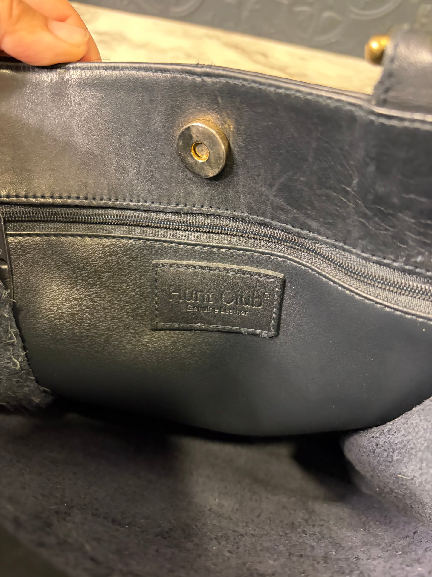 Hunt Club Black Leather Shoulder Bag