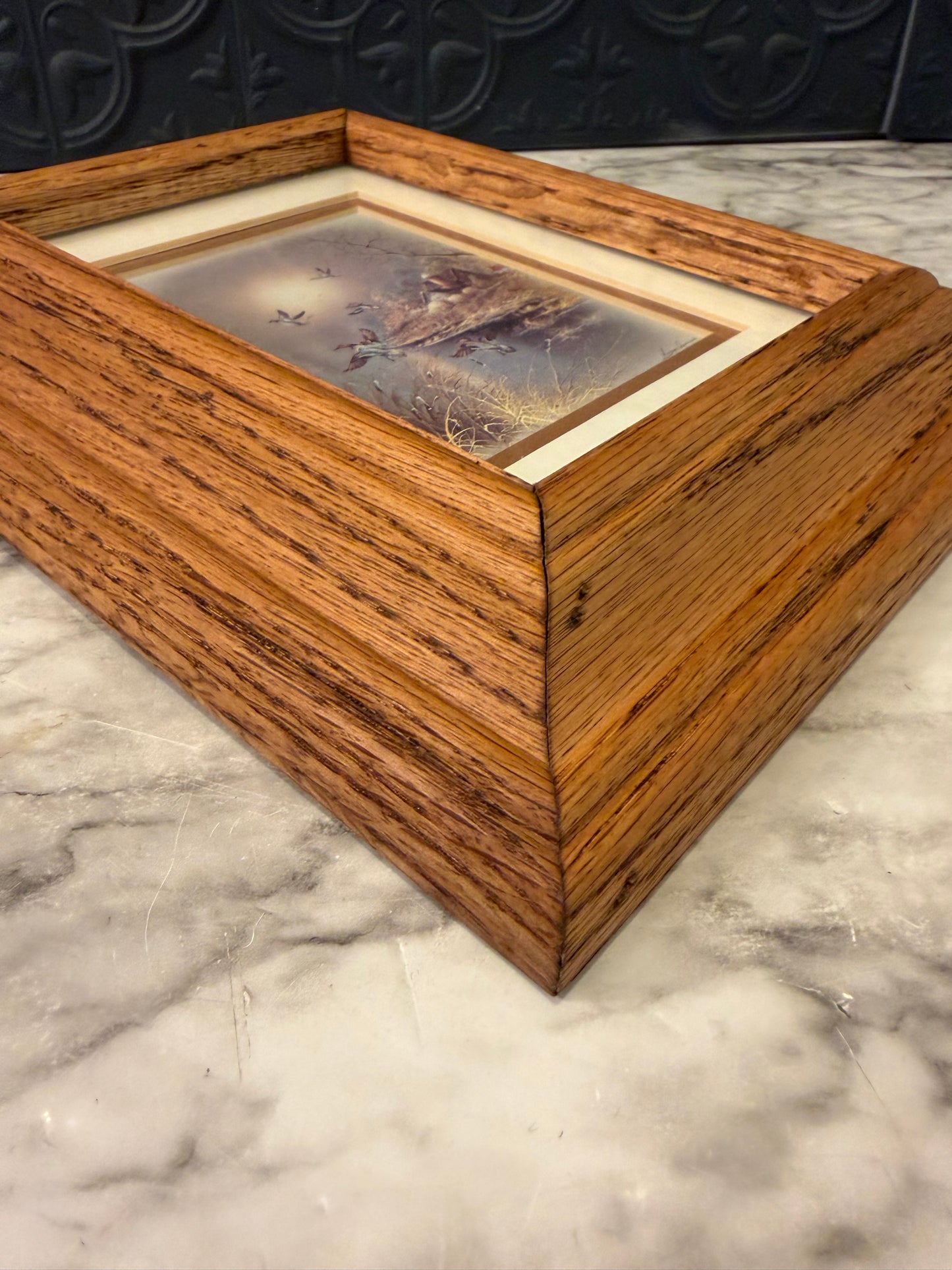 Orpinas Print of 5 Flying Ducks in Wood Frame