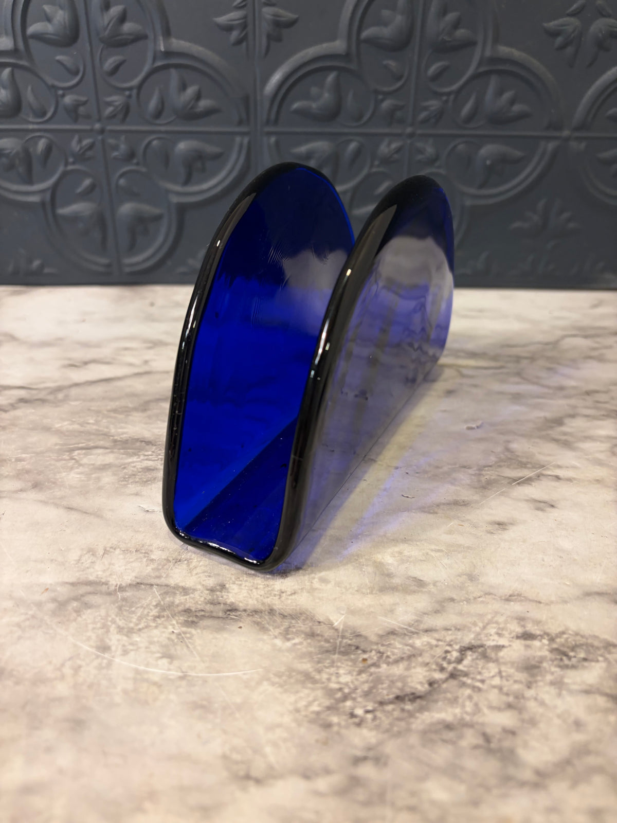 Cobalt Blue Glass Letter/Napkin Holder