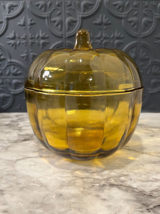 Amber Glass Pumpkin Bowl