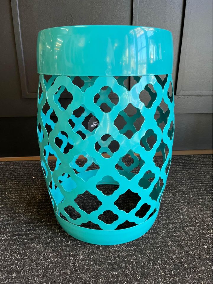 Turquoise outdoor metal side table