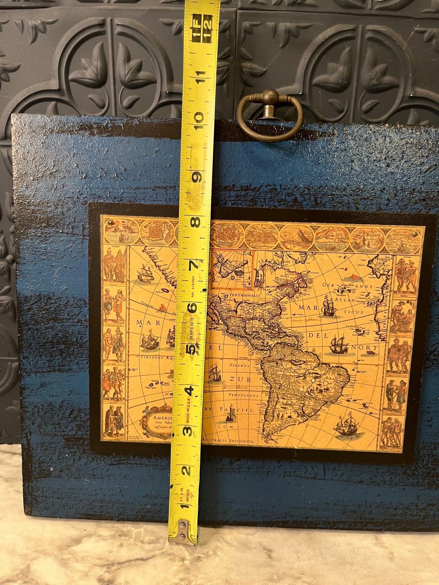 Map on Blue Background