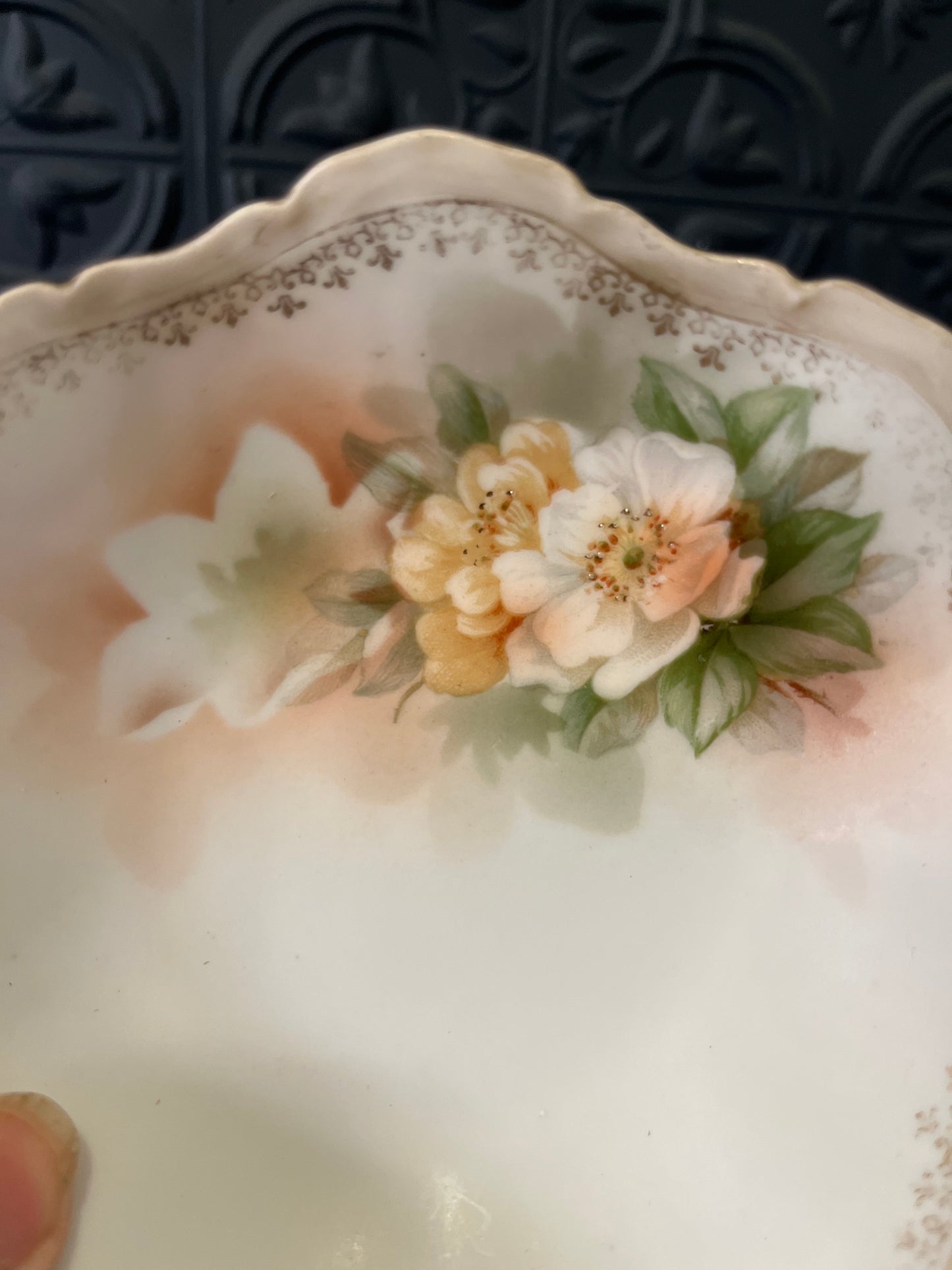 Porcelain Trinket Dish with Floral Design