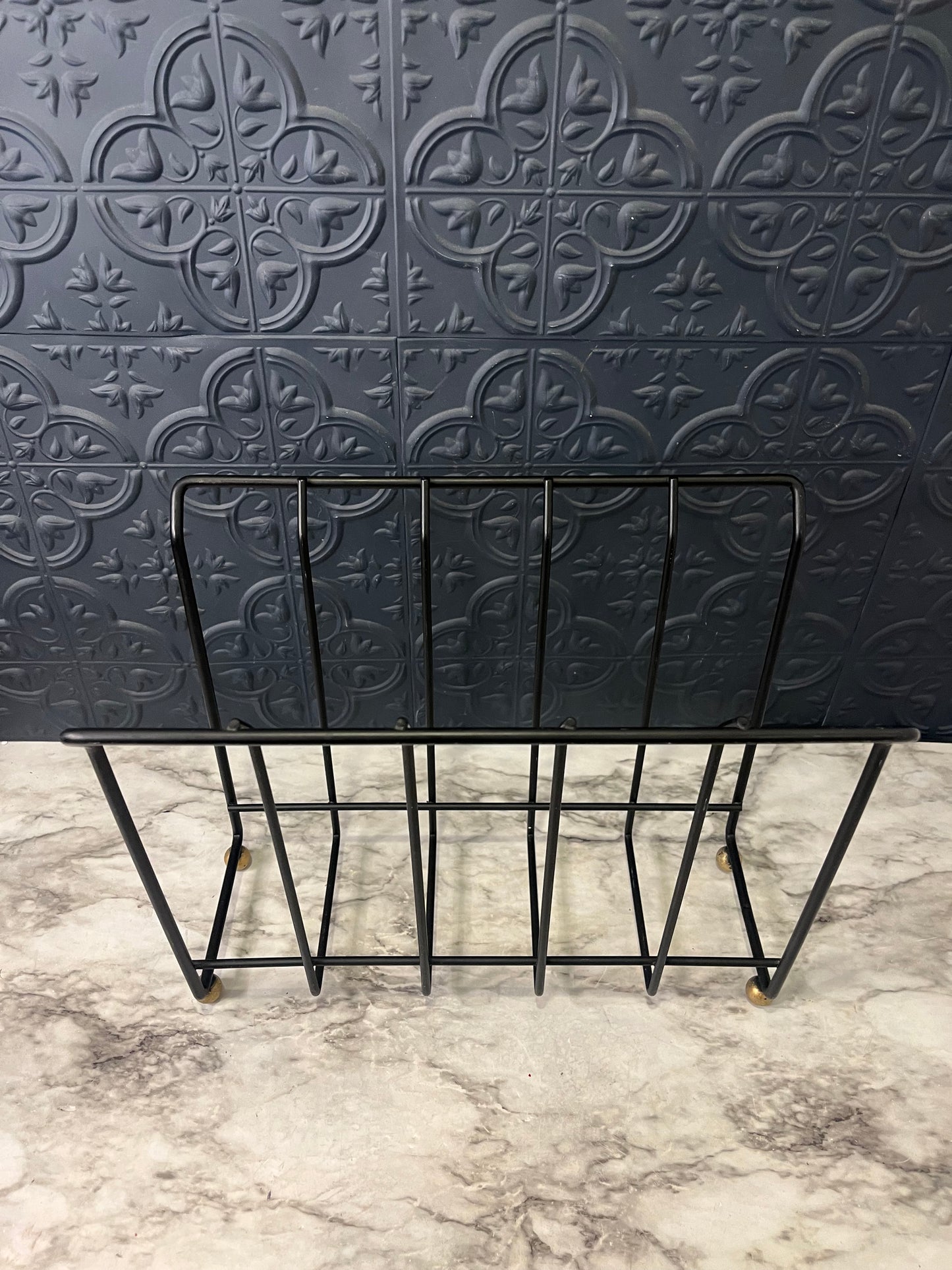 Black Wire Magazine Rack with Gold feet