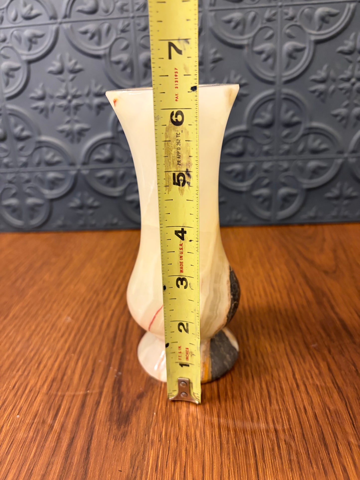 Vintage Onyx Vase Cream/Brown 6.5"