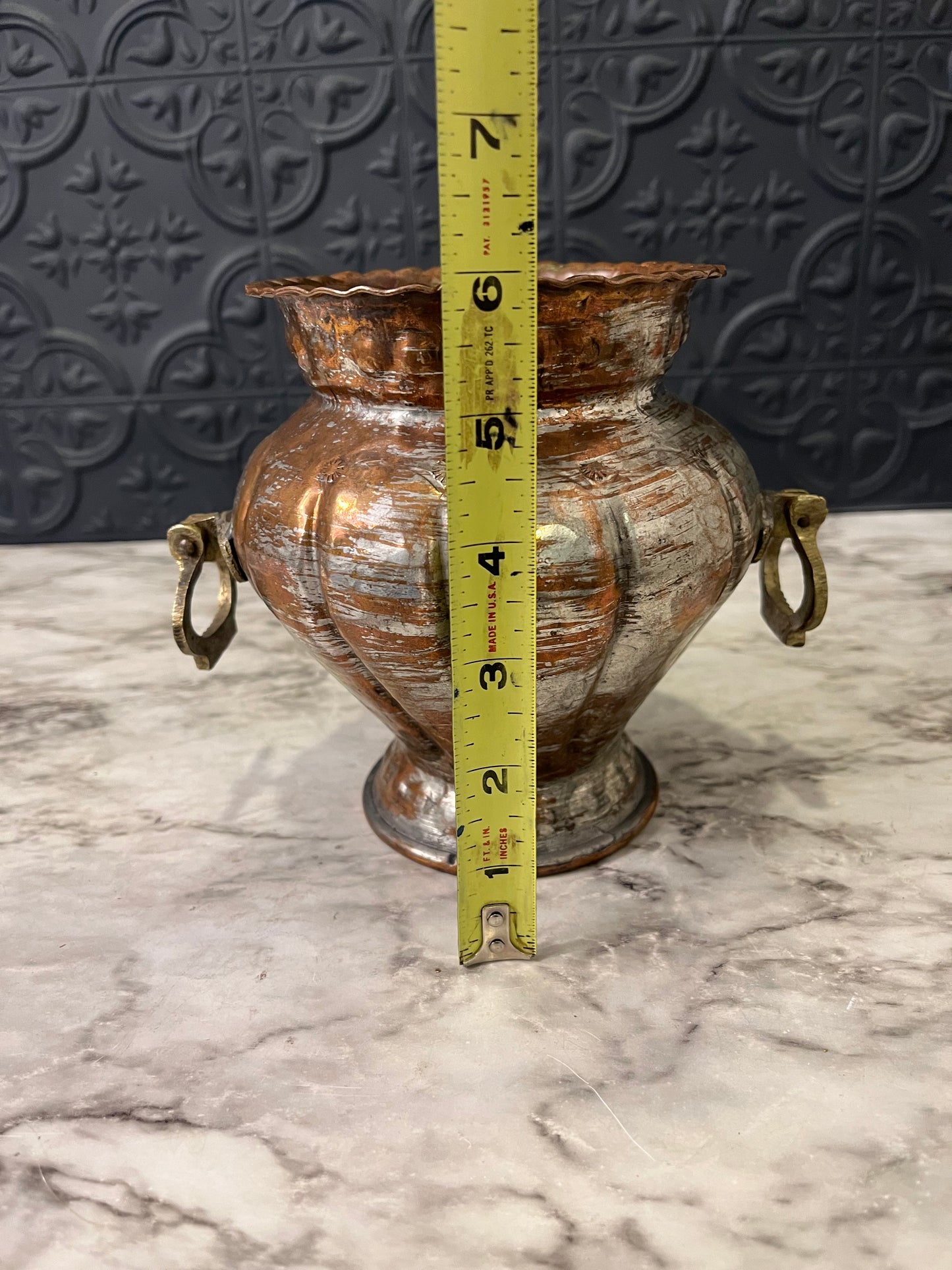 Hammered Copper planter with handles