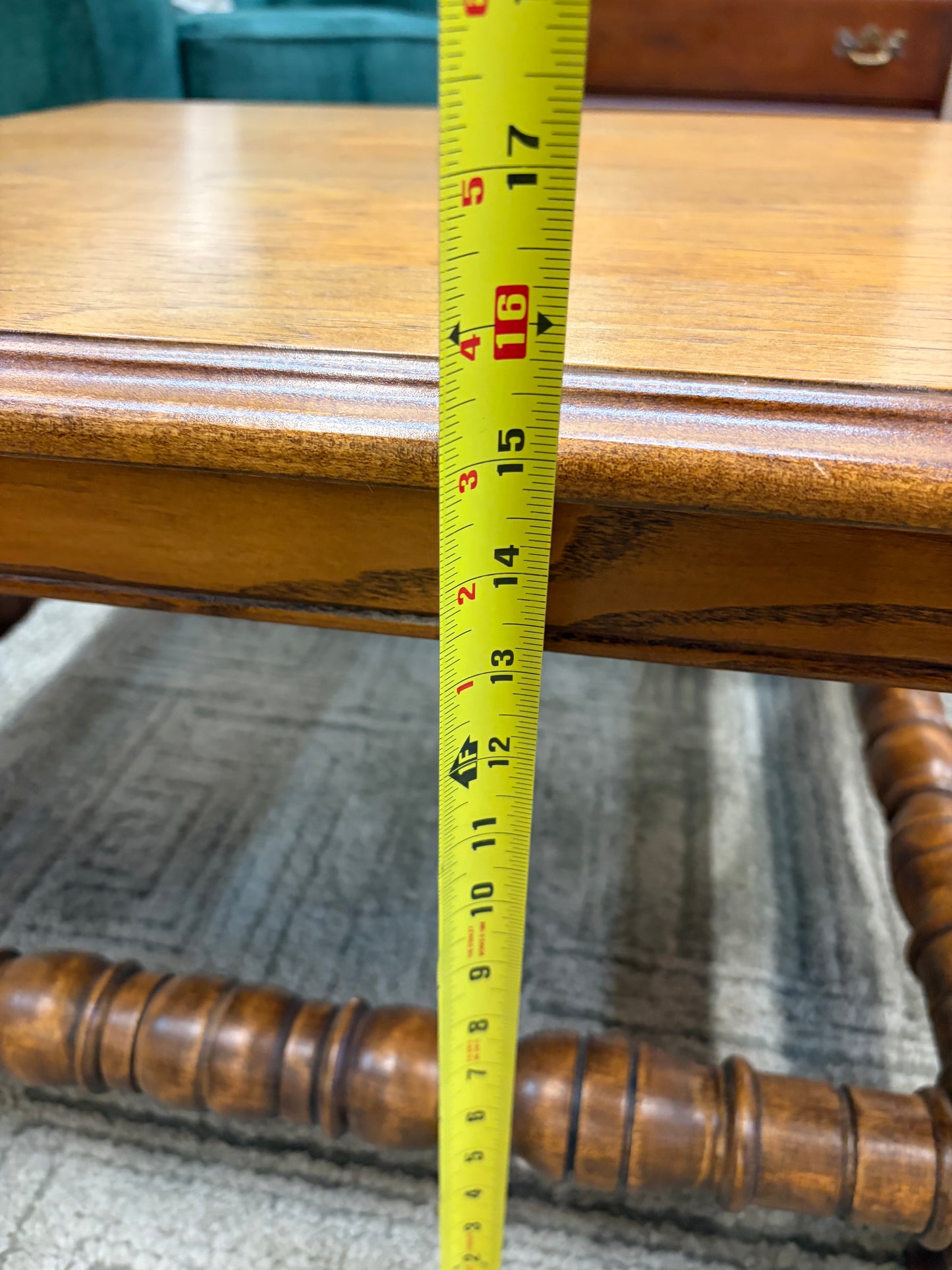 Square Wood Coffee Table with Turned Legs