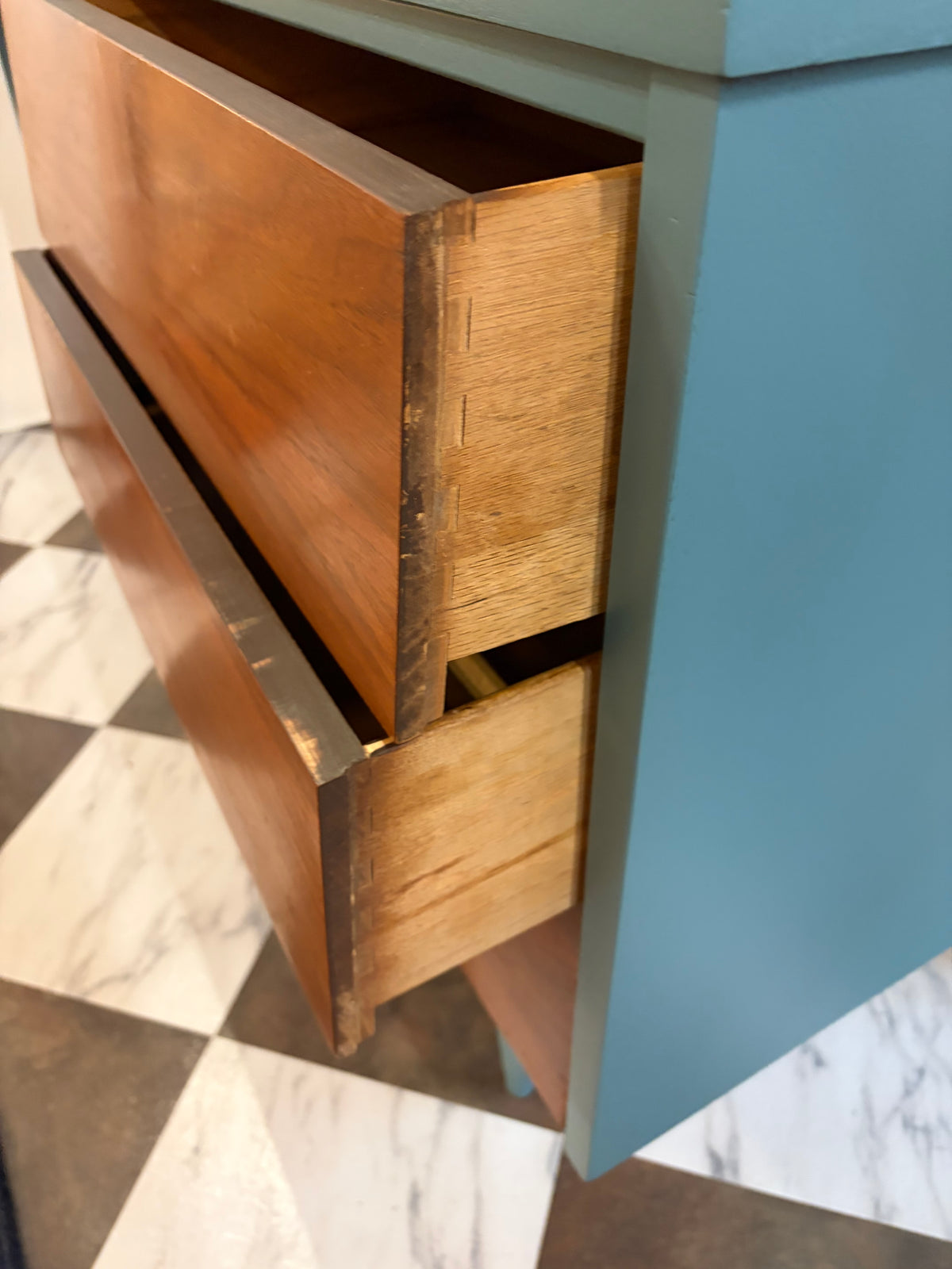 6 Drawer MCM Dresser with Top Painted River Rock