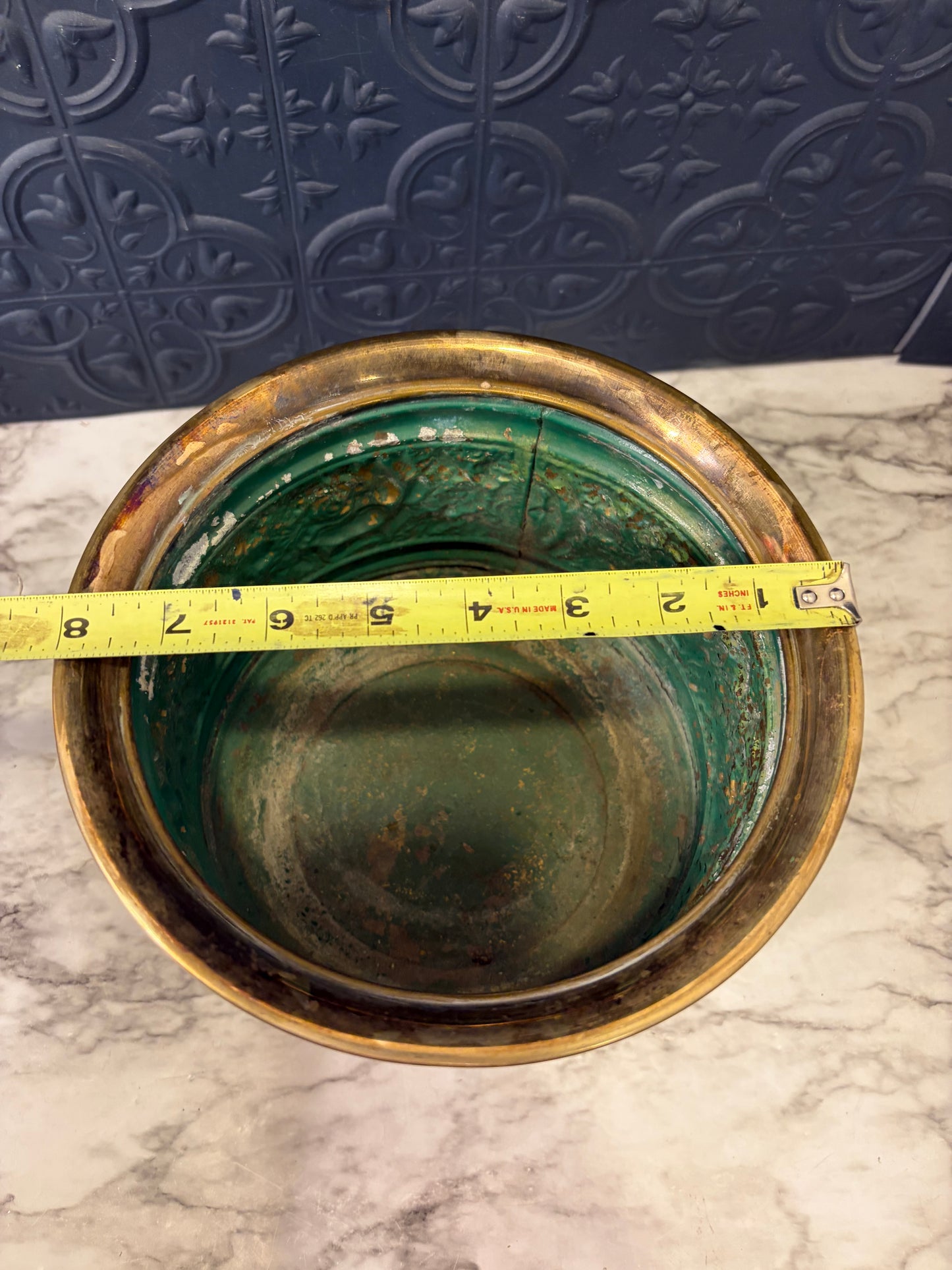 Brass Planter Pot with Rose Relief and Feet