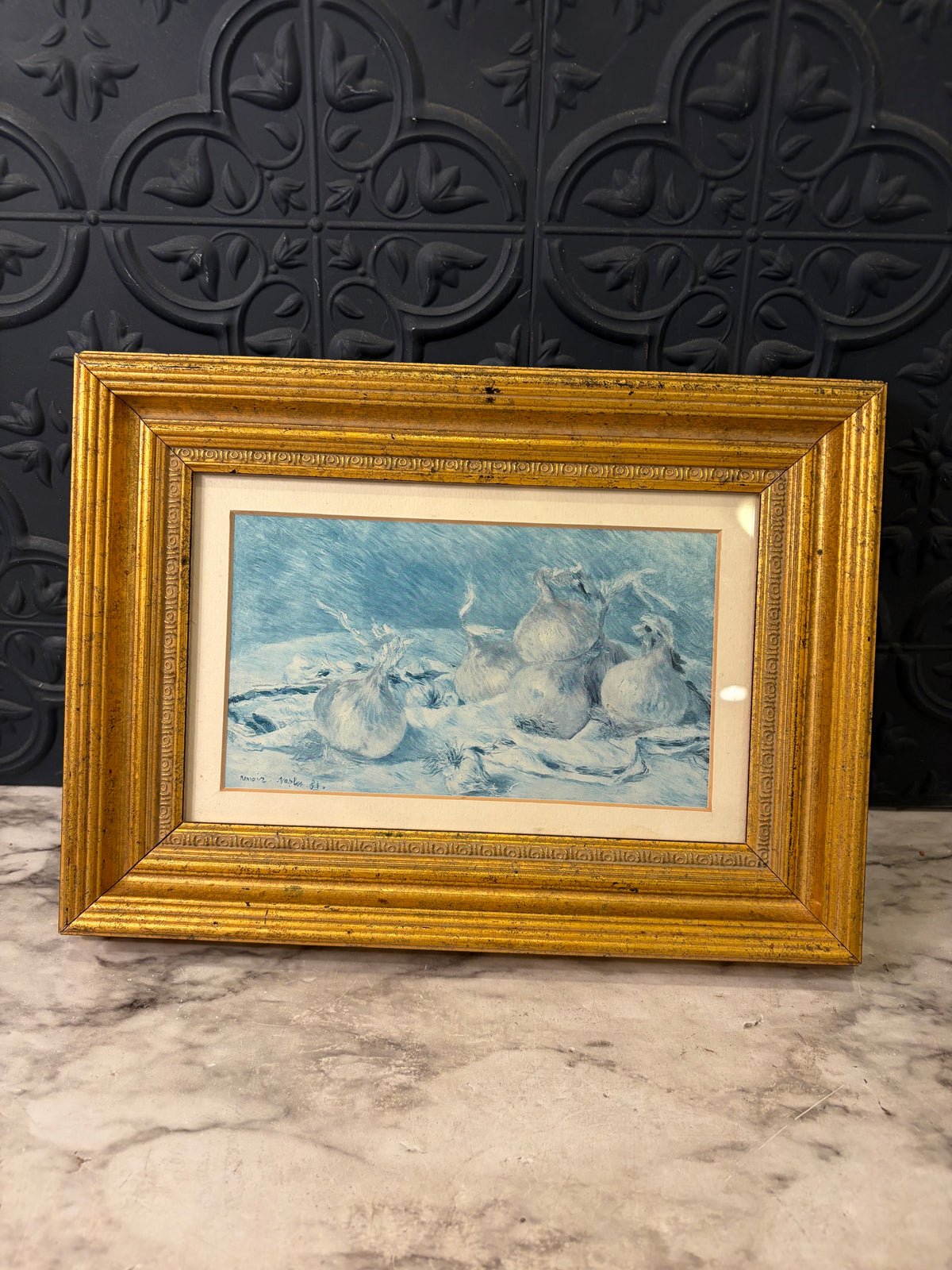 Blue Garlic Print in Gold Frame