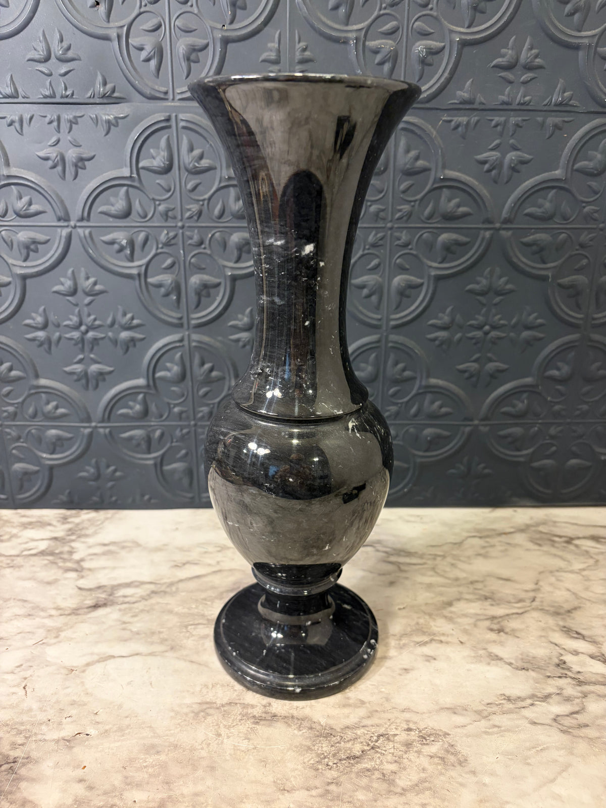 Black Marble Vase 12" Tall