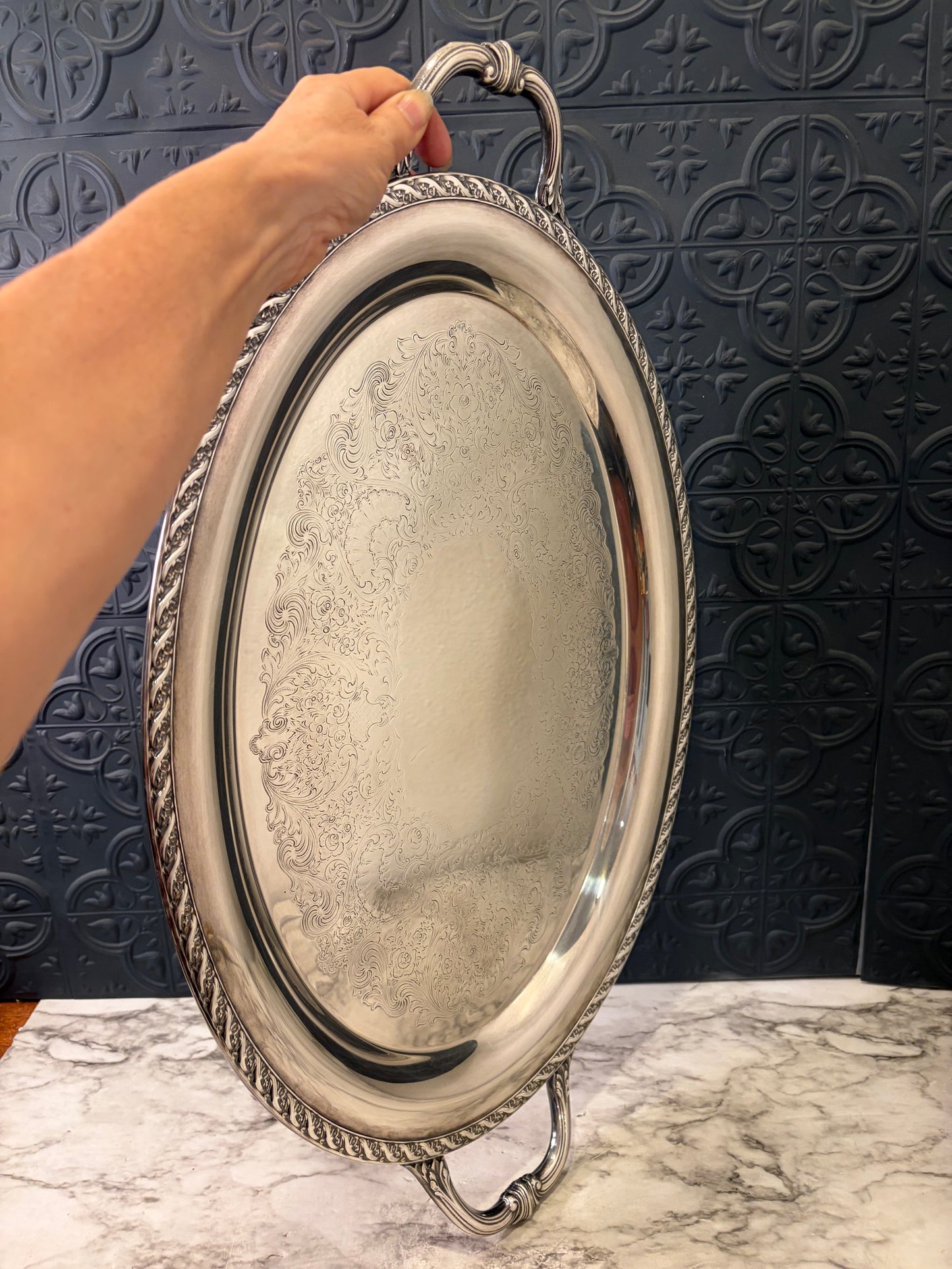 International Silver Co Silver plate Tray 24" x 15"