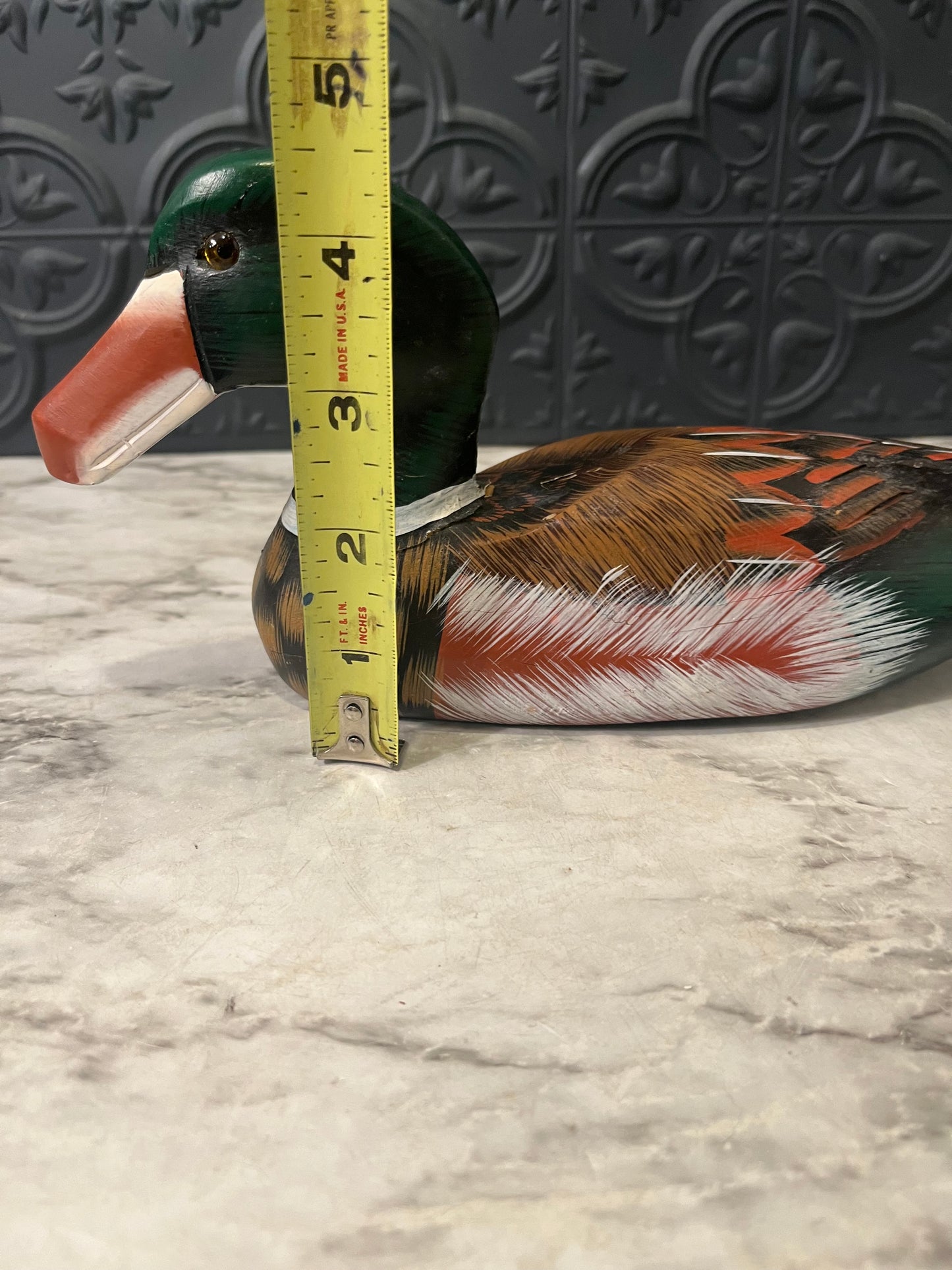 Hand Painted Wood Carved 9" Mallard