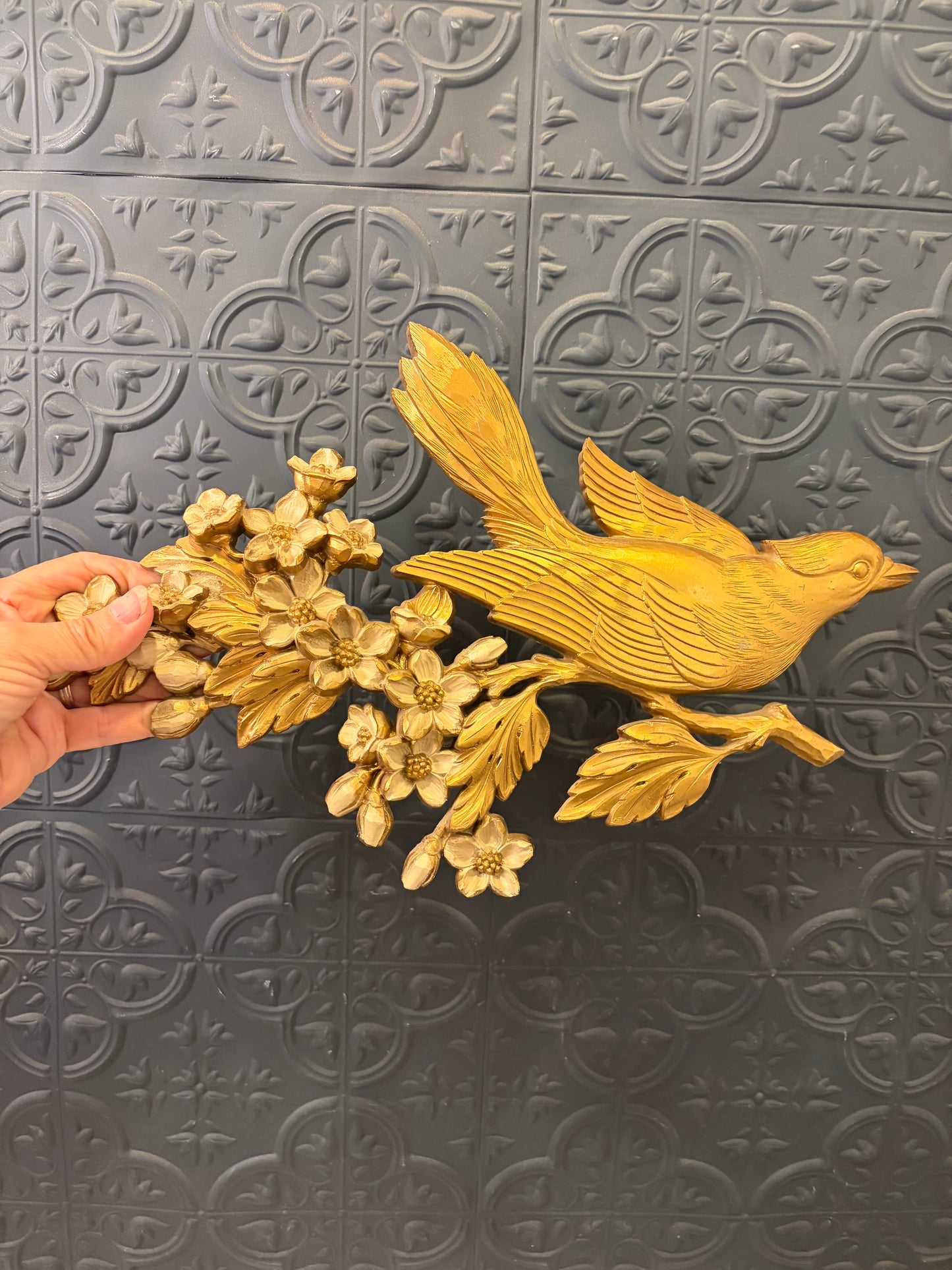Dart Gold Plastic Bird on Branch wall Hanging