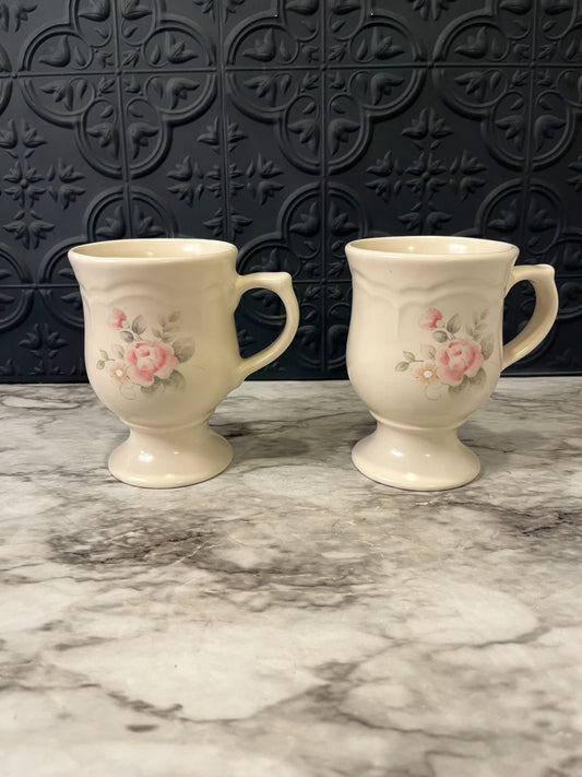 Tea Rose Pfaltzgraff Pedestal  Mugs x 2