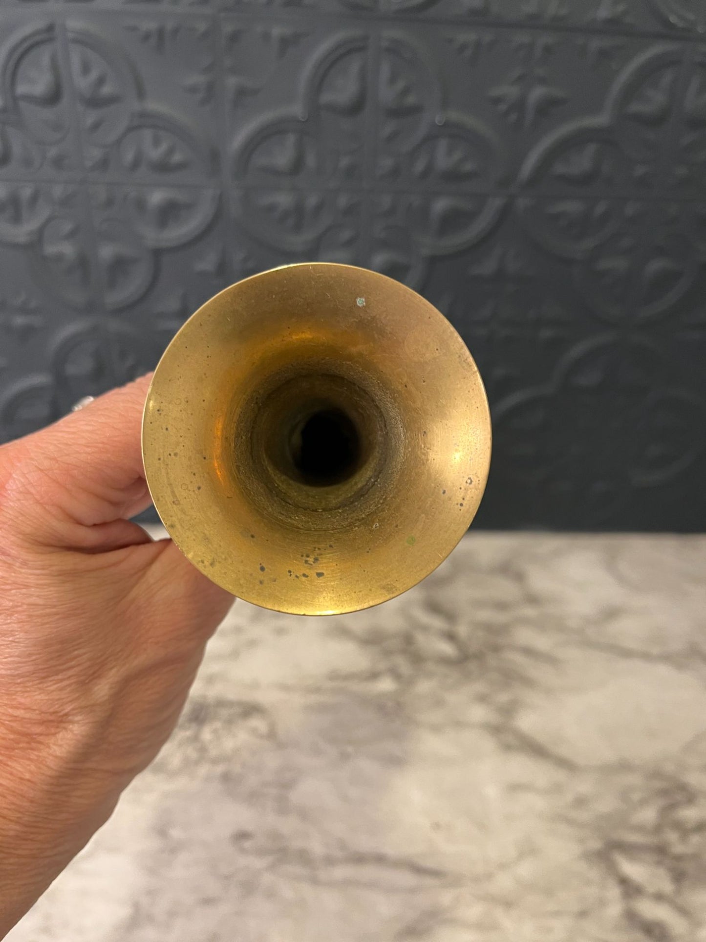 Small Brass Etched Vase