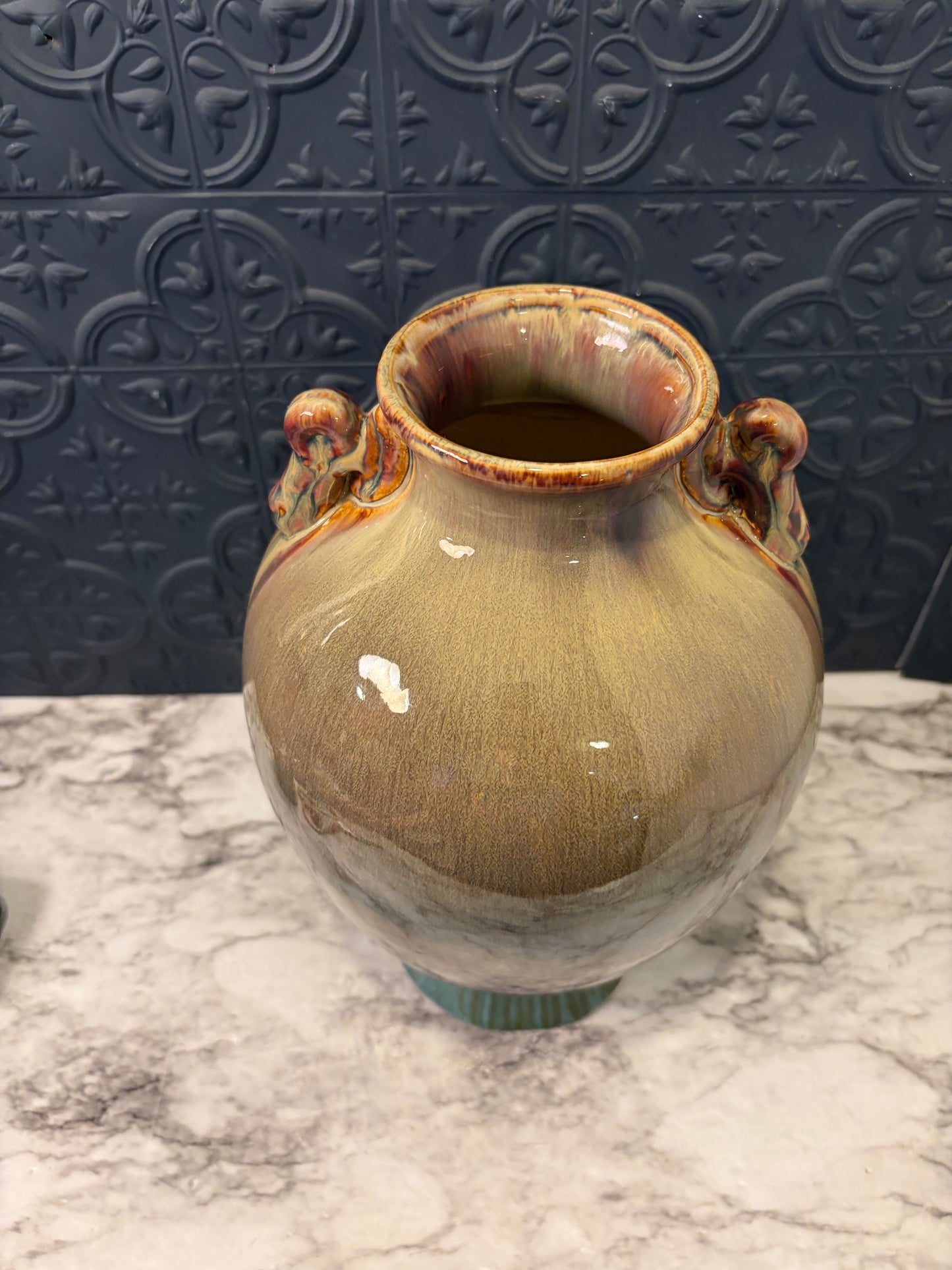 Brown to Turquoise Vase 13"