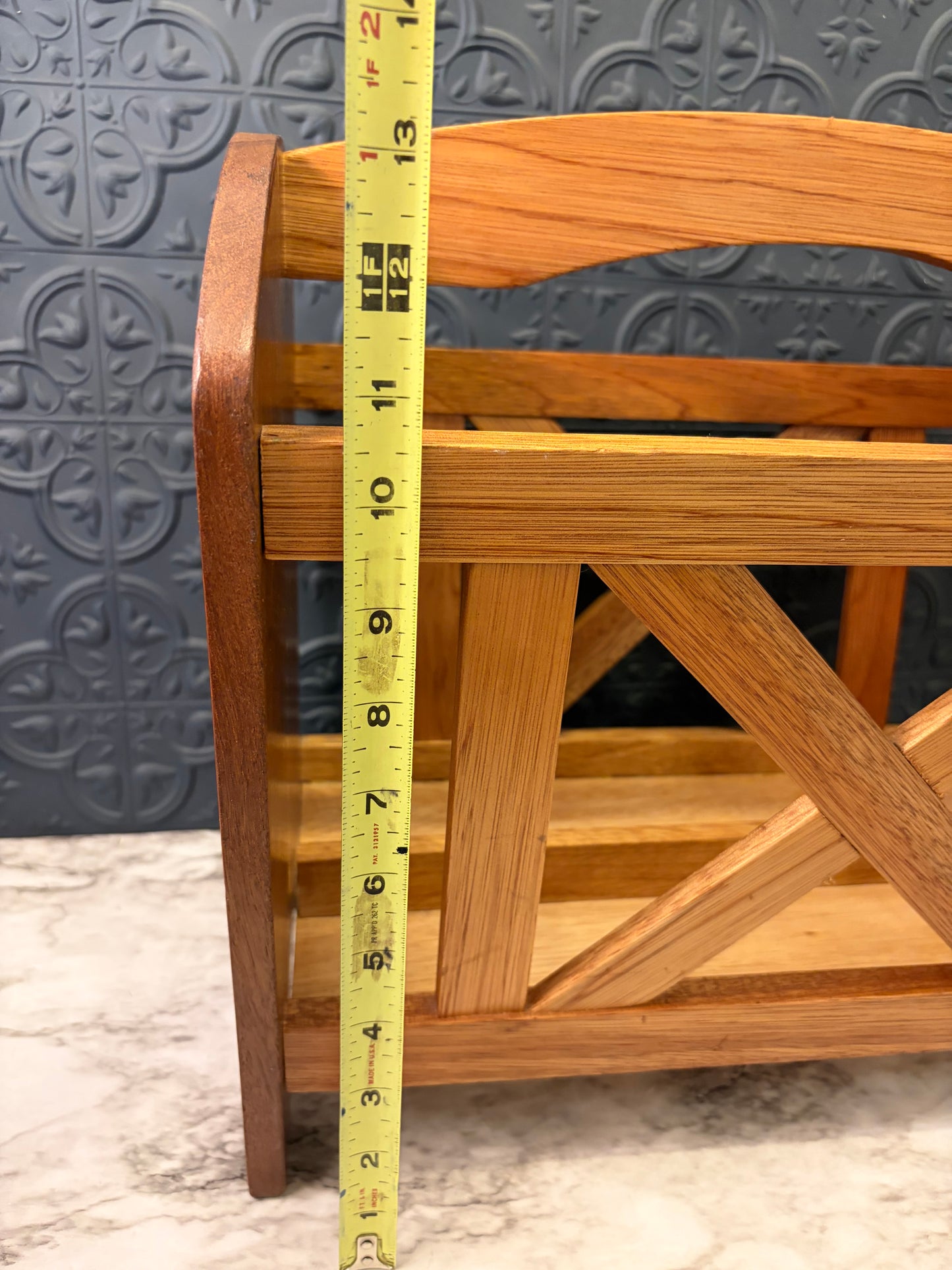 Wood Magazine Rack with X Design