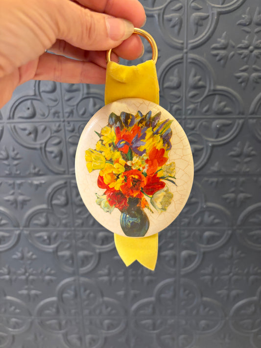 Homemade Plaster Floral Arrangement Plaque