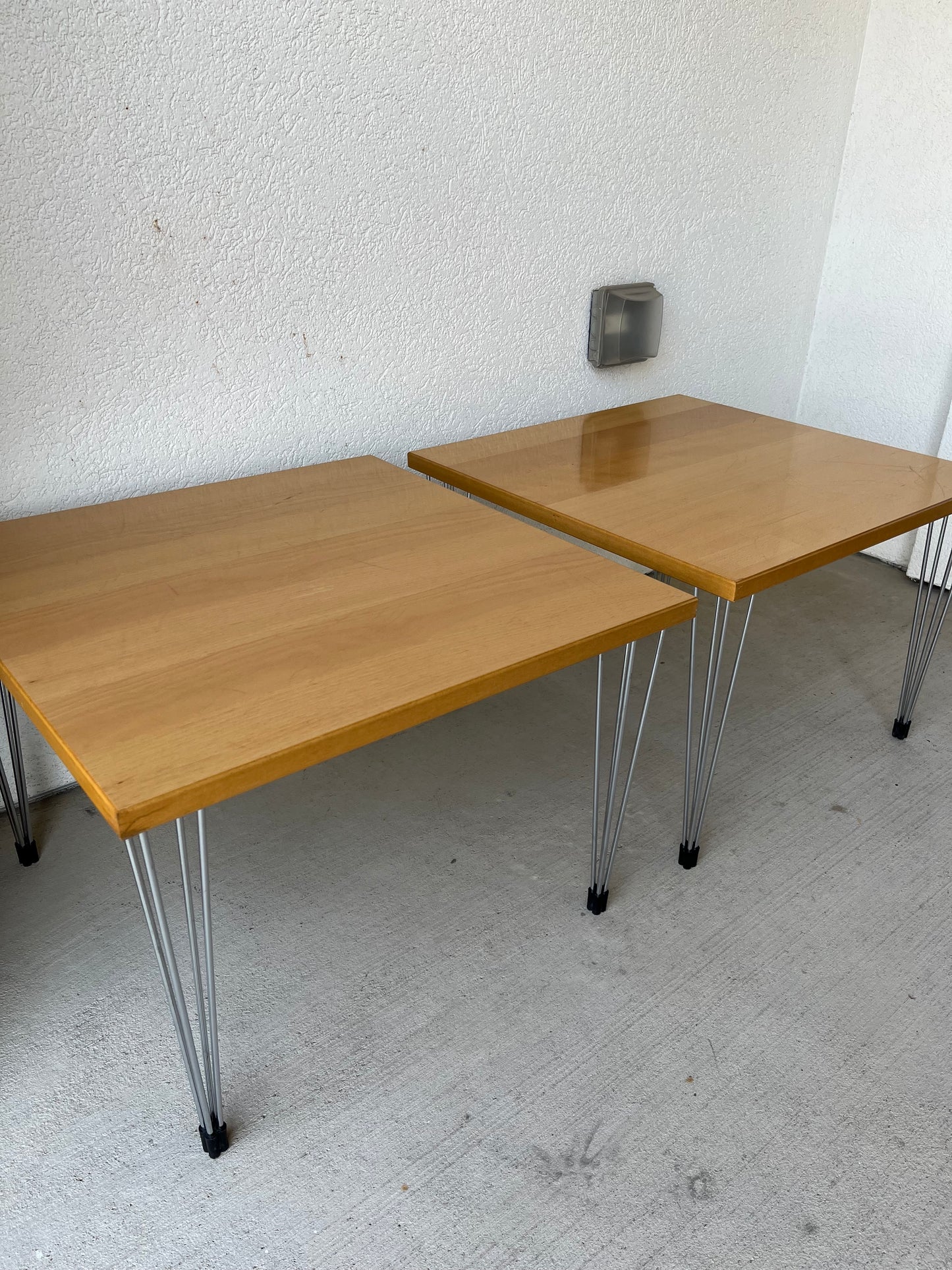 Danish Style Pin Leg Side Table Light Wood