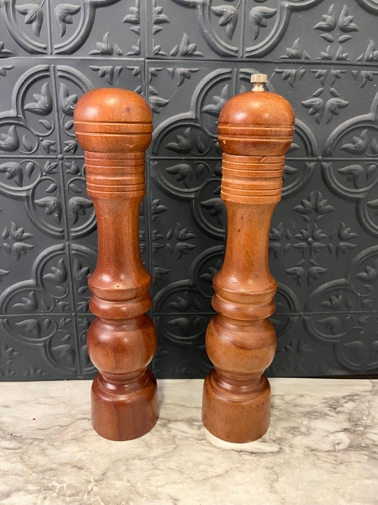 11" Wood Salt and Pepper Shakers