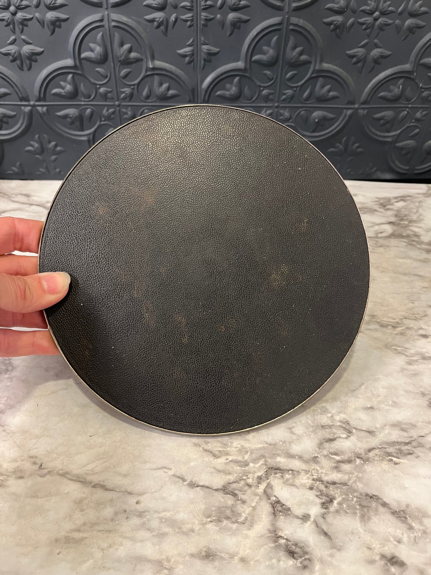 Round Etched Silver plated Trivet