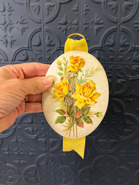 Homemade Plaster Floral Plaque Yellow