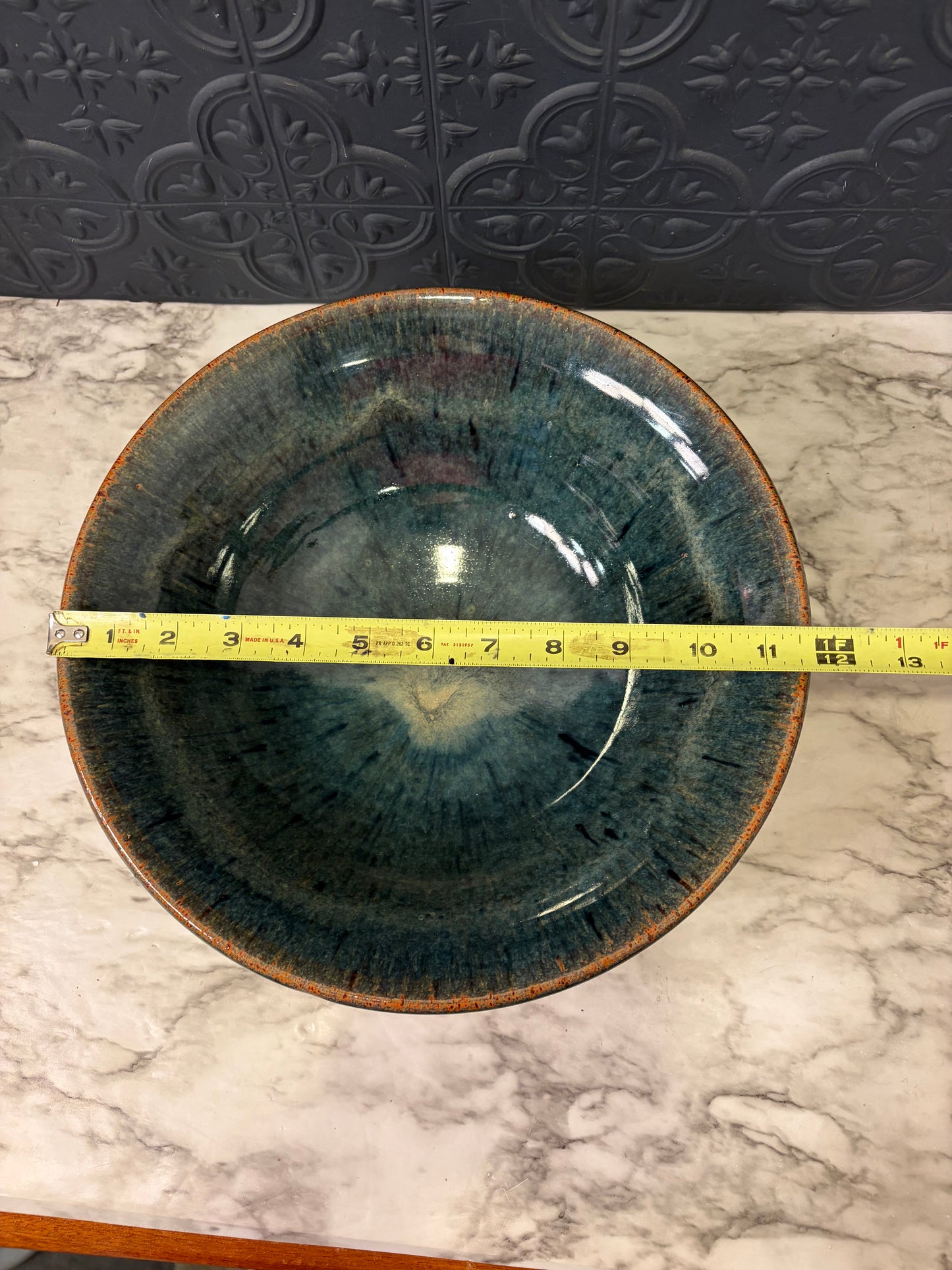 Large Stoneware Bowl  Bluish Green