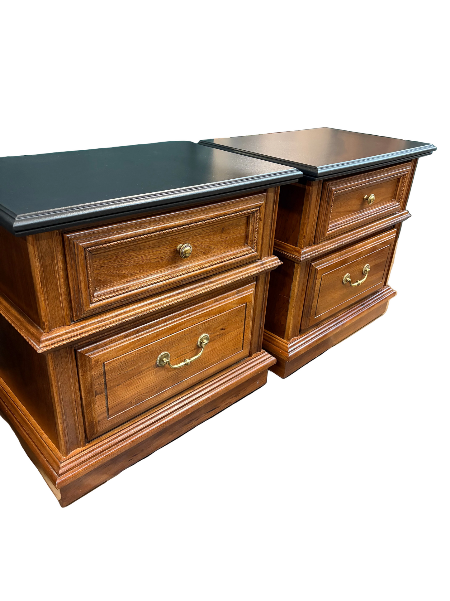 Set of Nightstands with Black Painted Top
