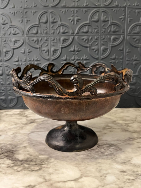 Brown Metal Pedestal Planter