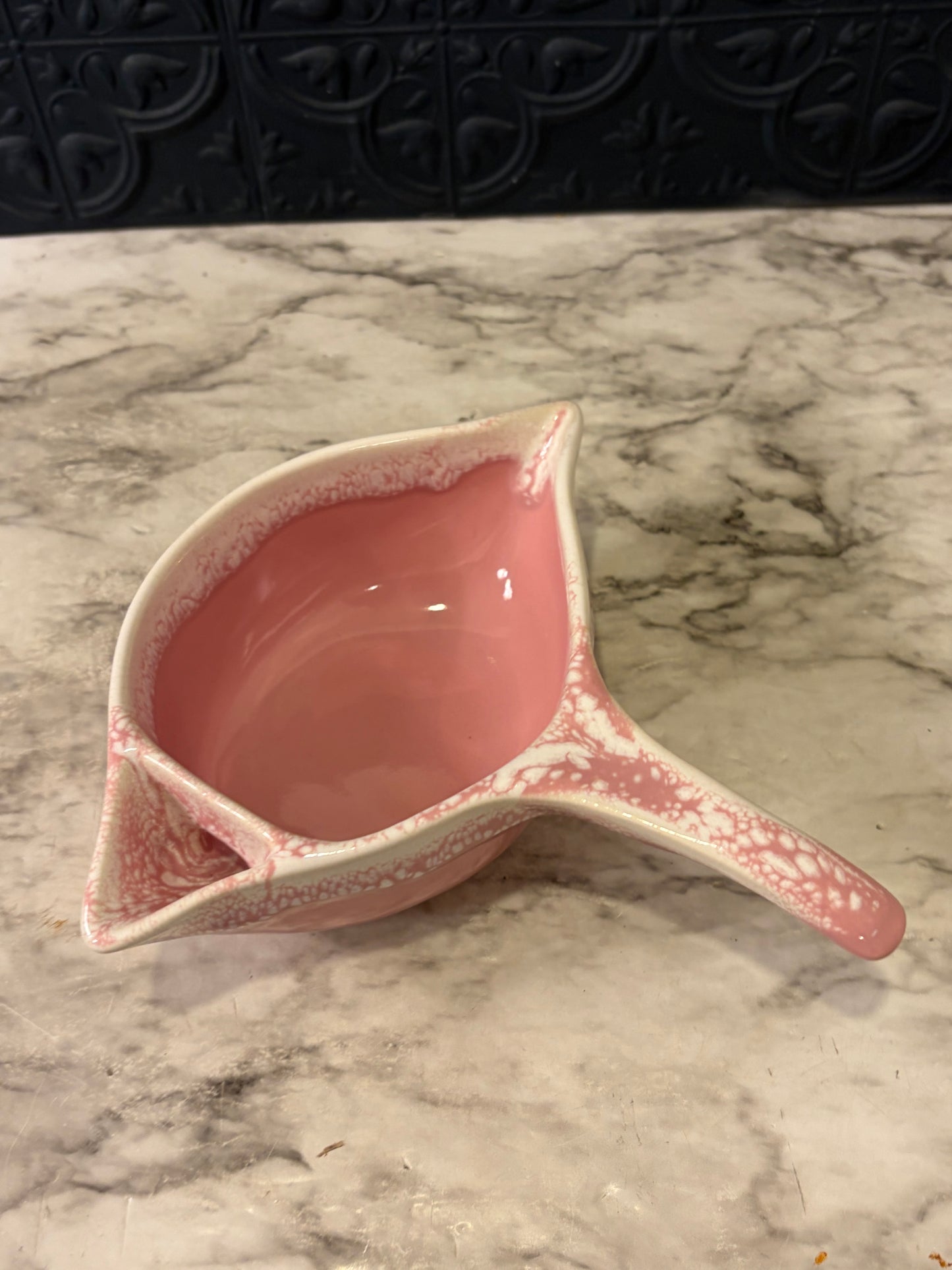 Pink and White Gravy Boat