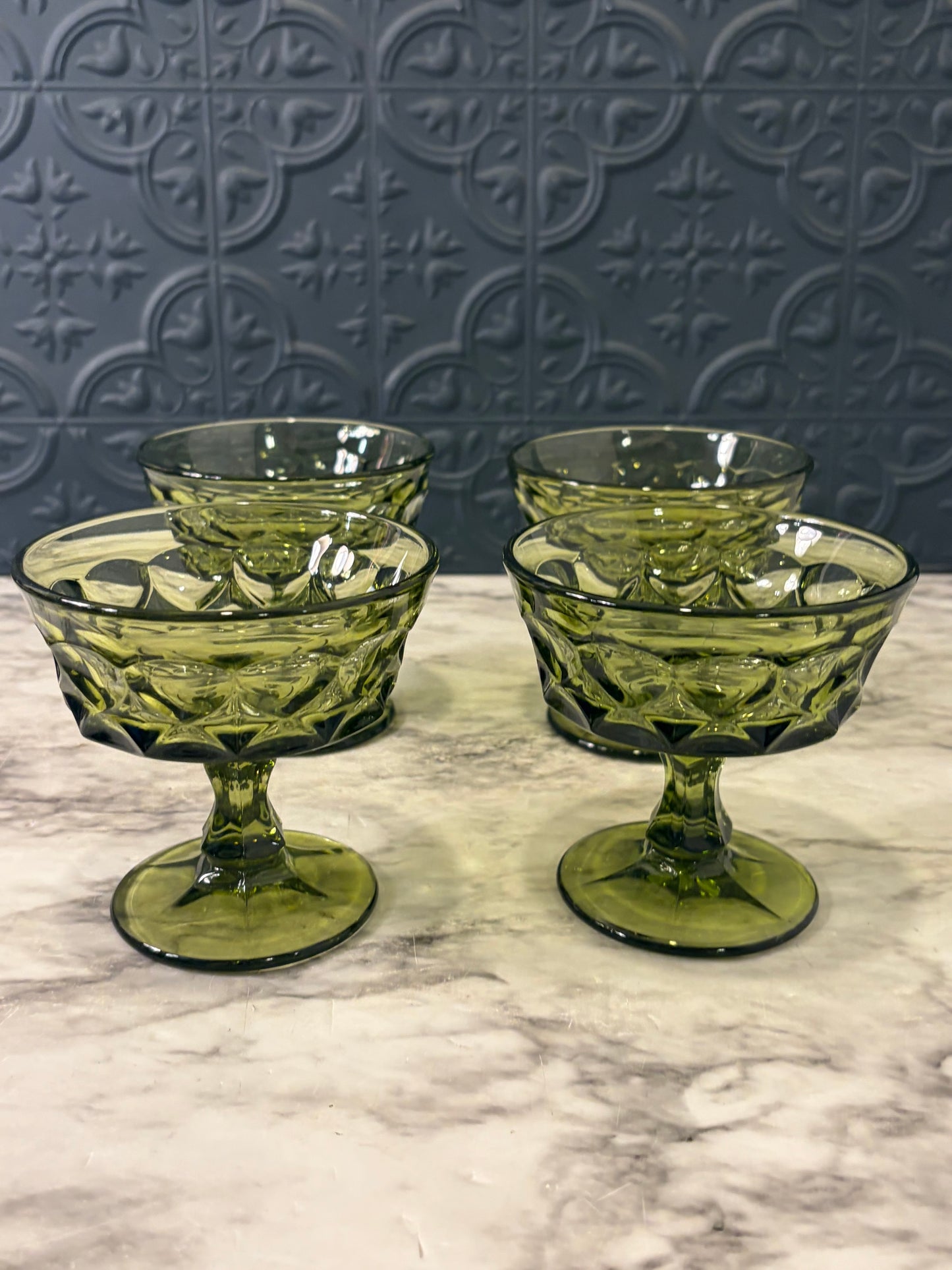 Noritake avacado Green Sherbert Glass set of 4