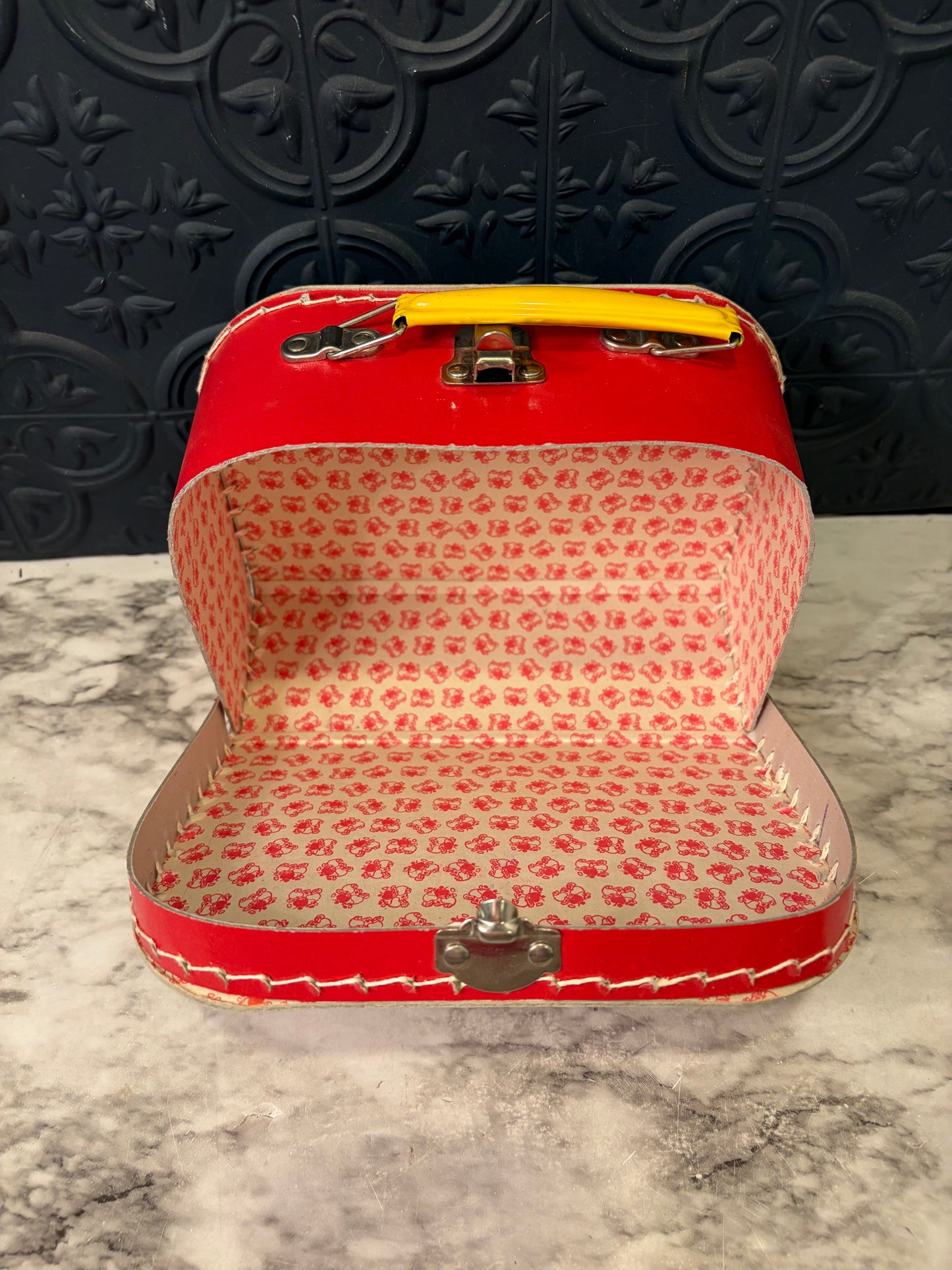 Vintage Red Cardboard Suitcase by Fiep Westendorp