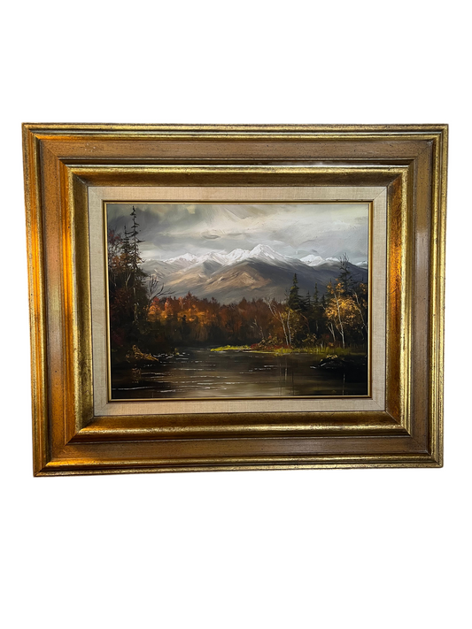 Fall Mountain Scene in Thick Gold Frame