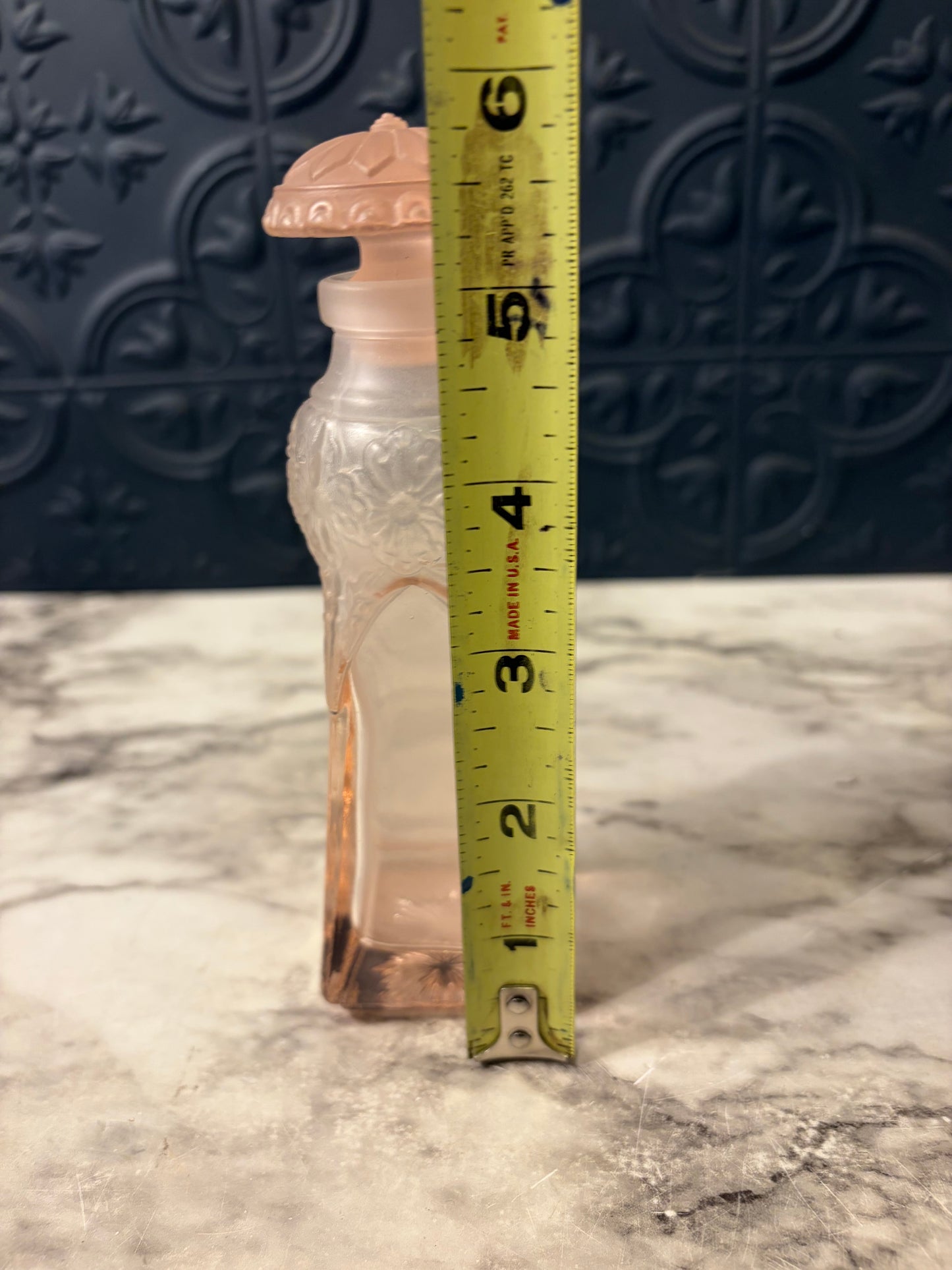 Frosted Pink Glass Silvestri Perfume Bottle