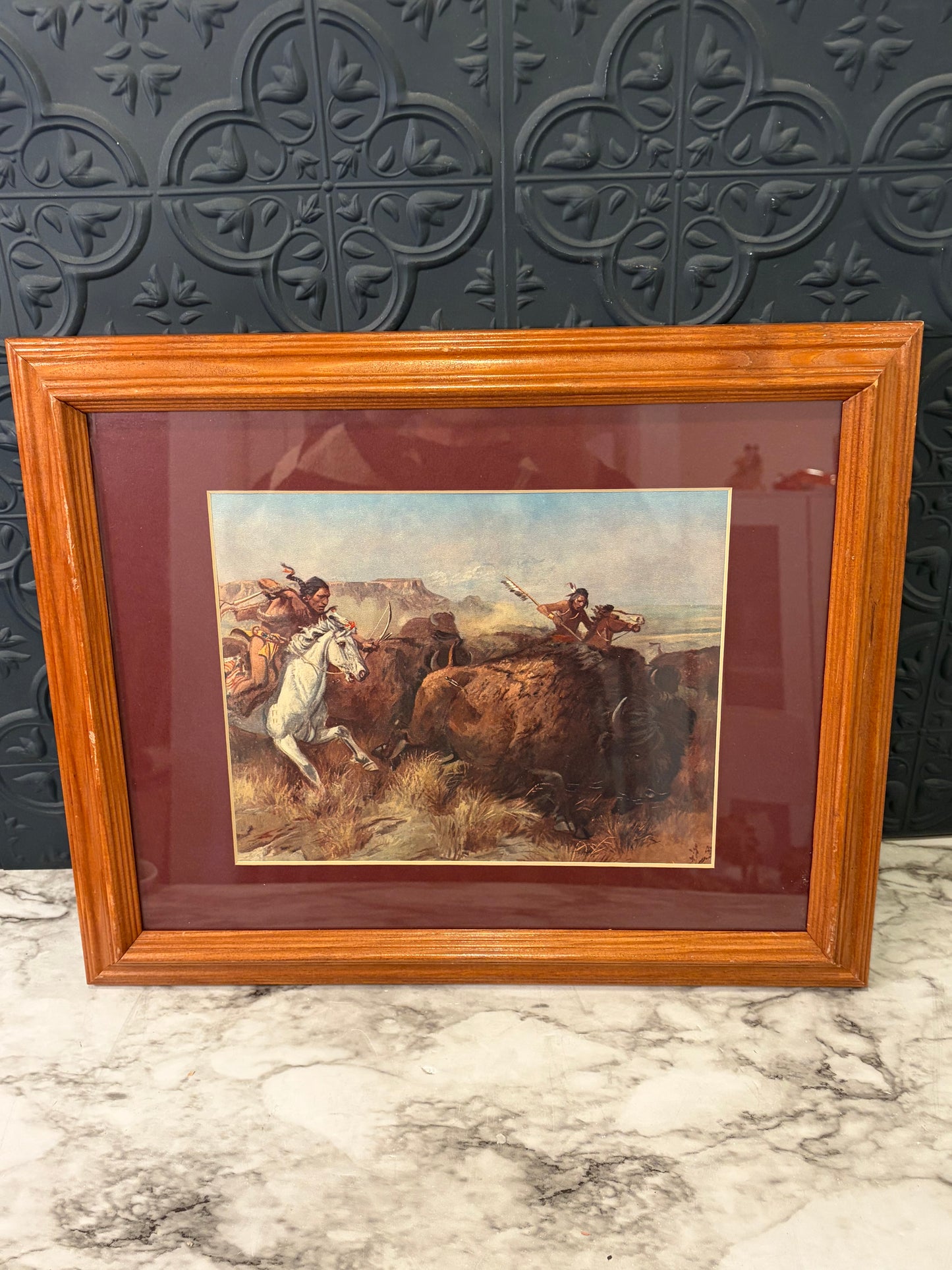 Framed Buffalo Hunt Print