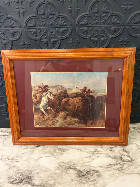 Framed Buffalo Hunt Print