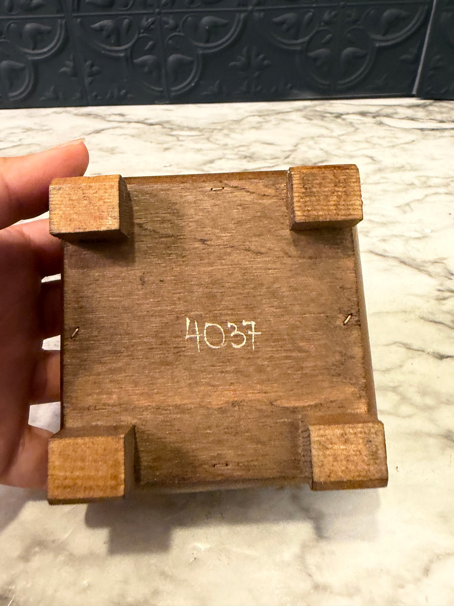 Handpainted Wood Square Box