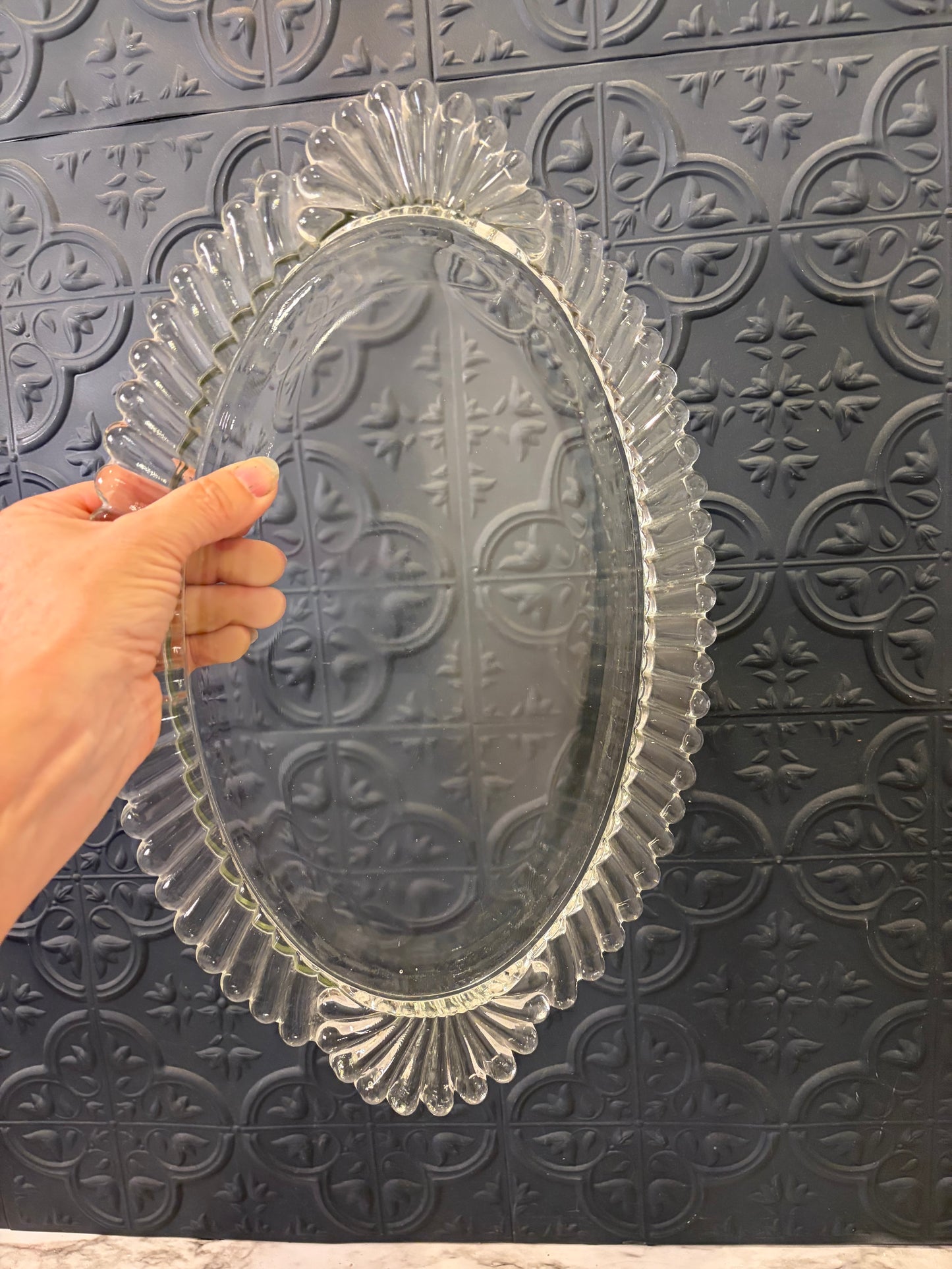 Oval Clear Glass Perfume Tray