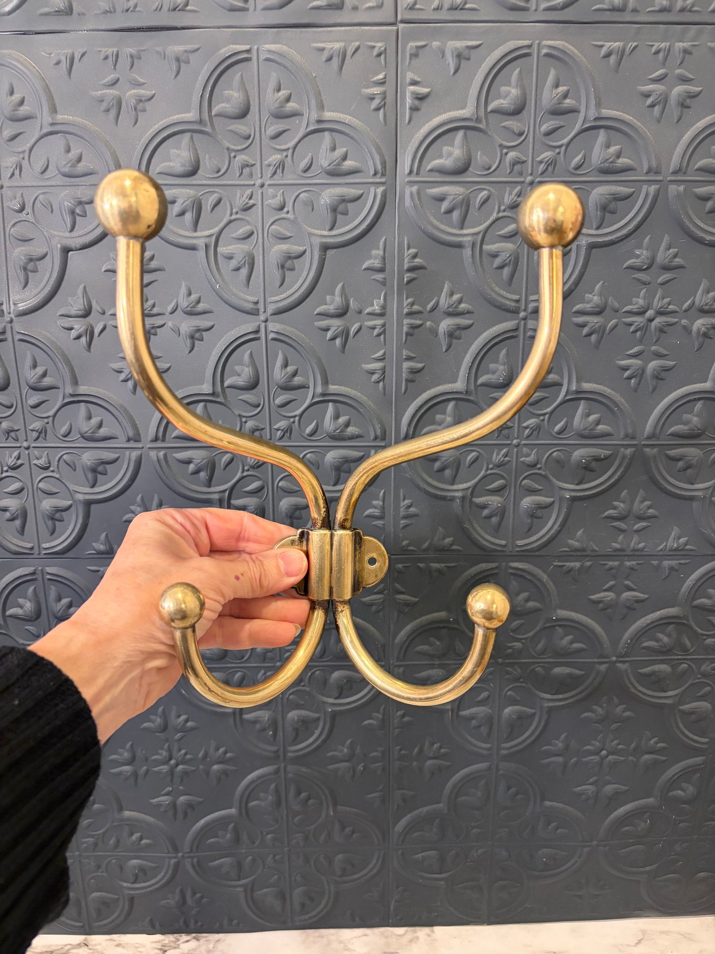 Vintage Brass Dual Coat Hooks