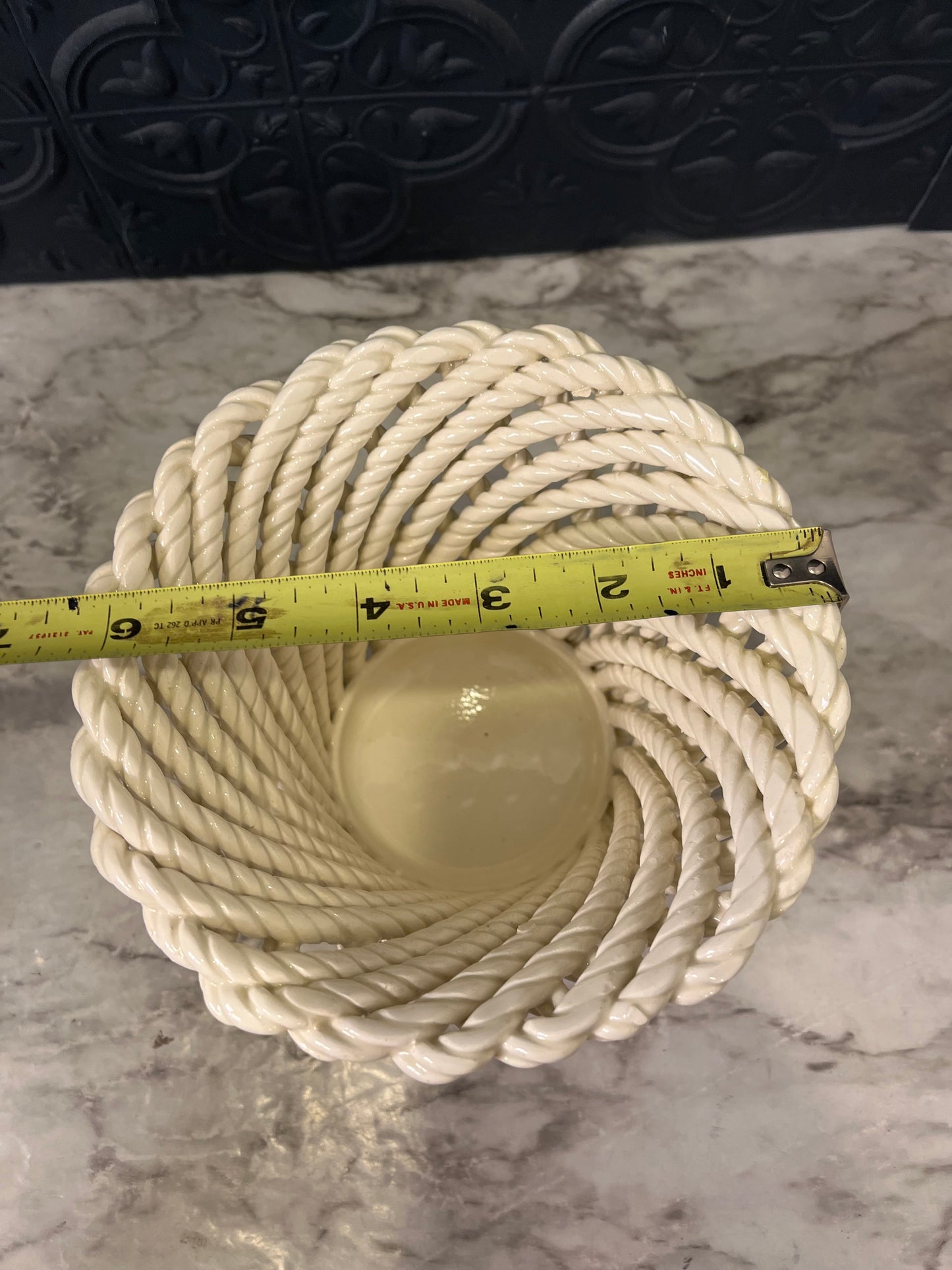 Ceramic open weave planter Marked Spain