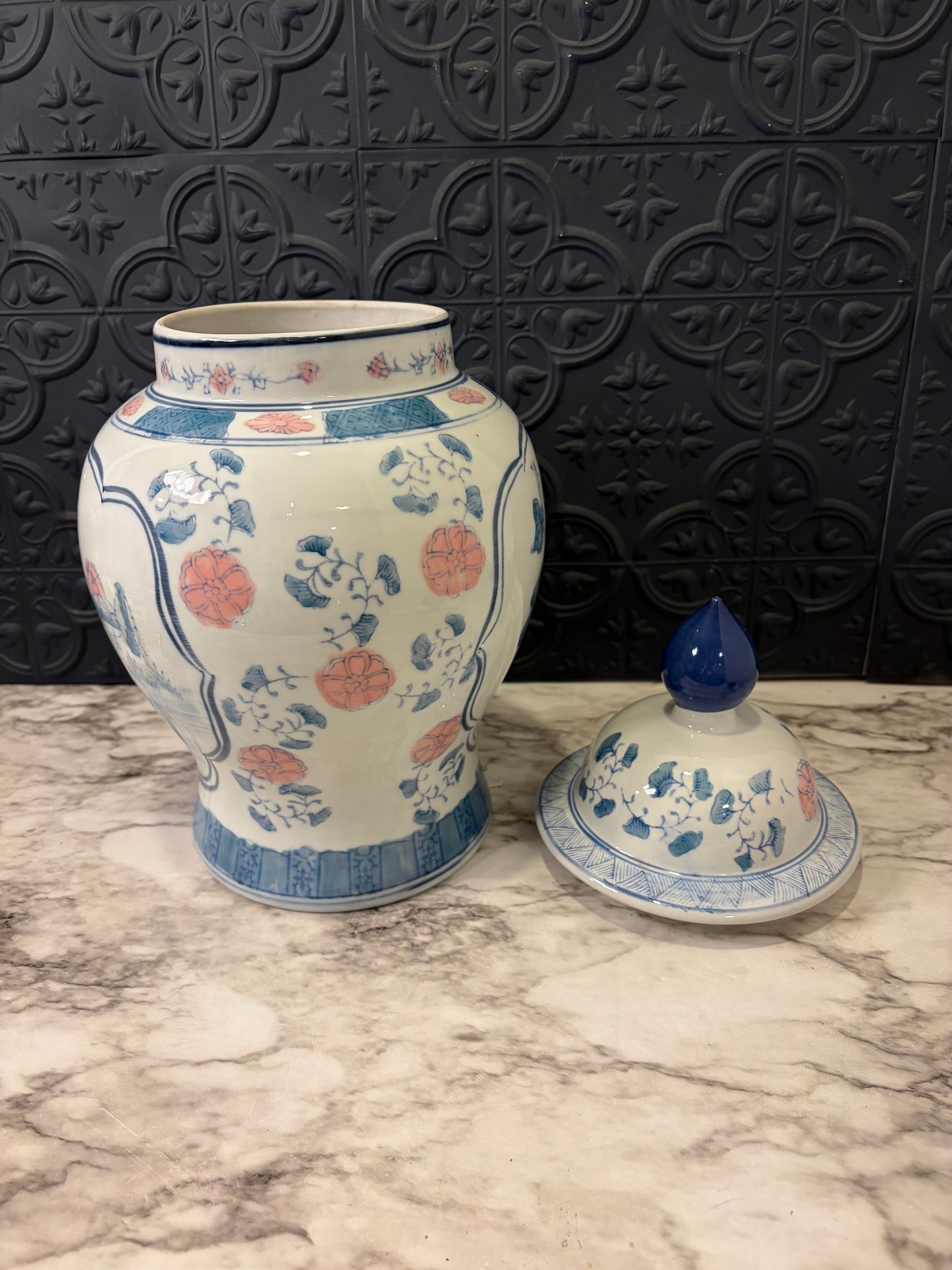Pink and Blue Ginger Jar 14"