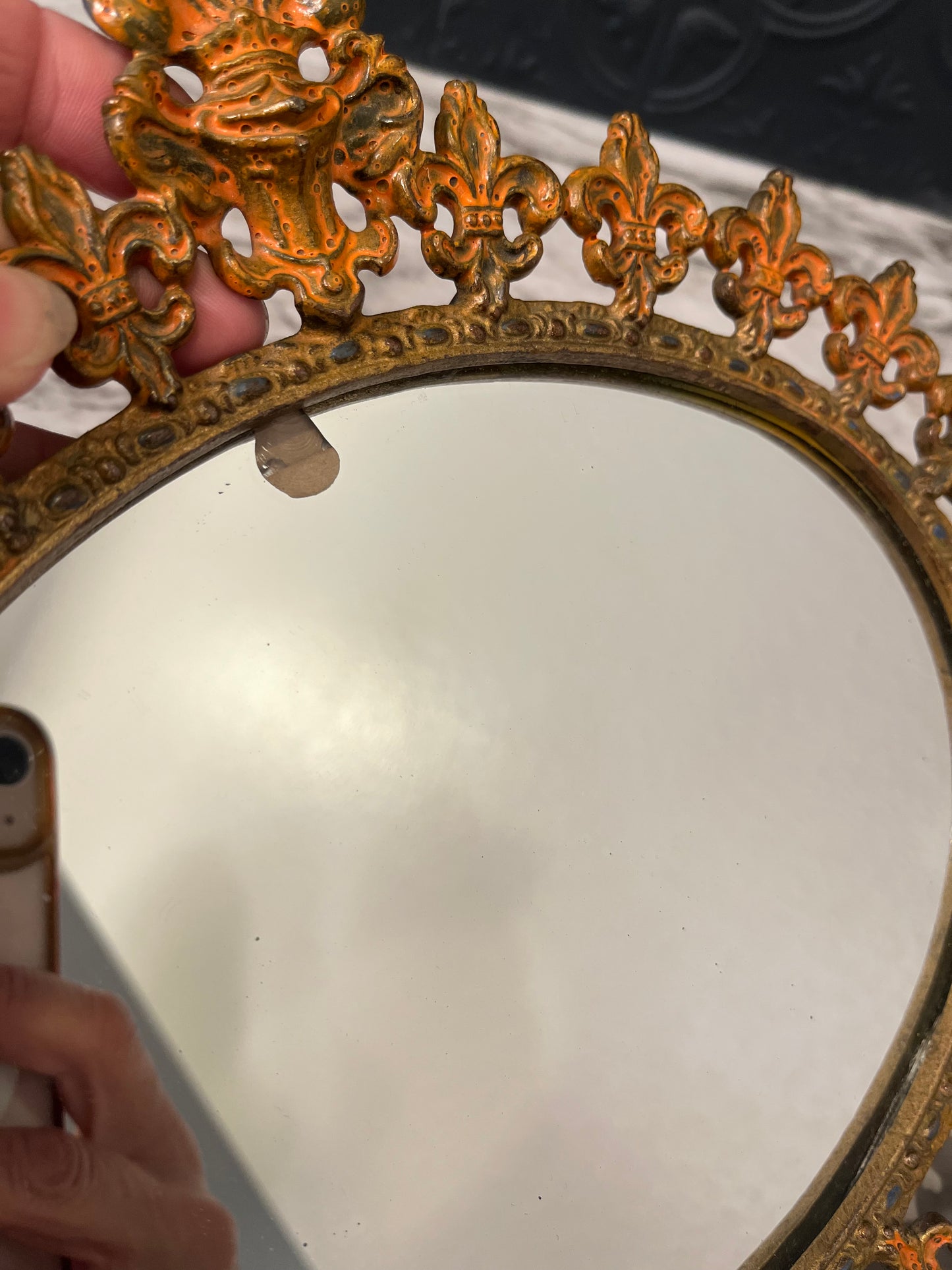 Antique Gilt Metal Mirror AS IS