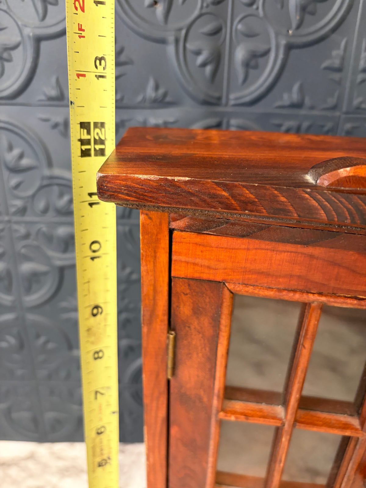 Small Hanging Dark Wood Cabinet Vintage