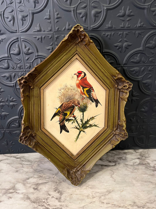 Ornate Green Plastic Diamond Wall Hanging with Birds