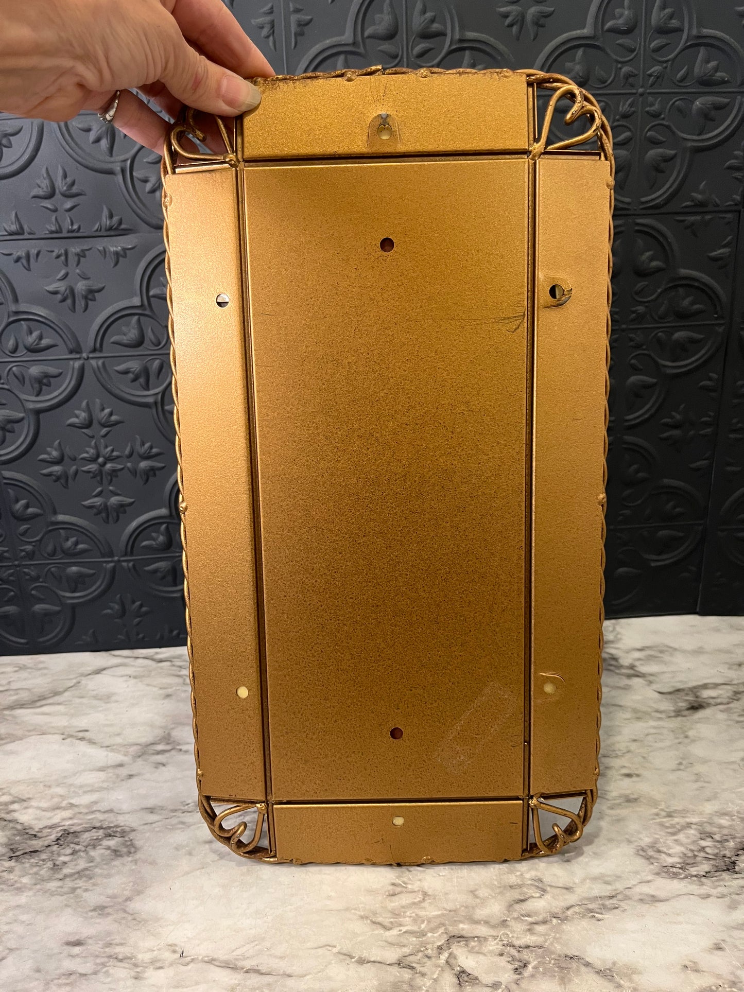 MCM Smoke Glass Tray with Twisted Metal