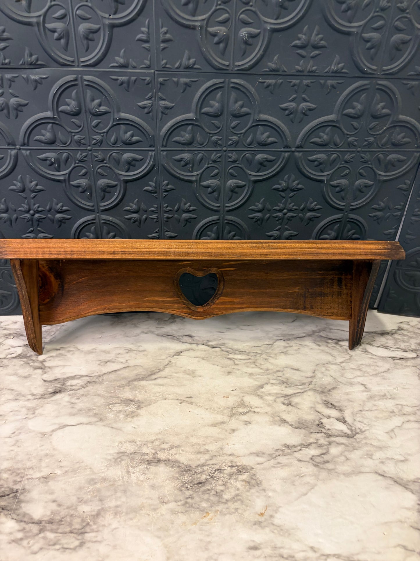 Wood Trinket Shelf With Heart Cutout 17.5"